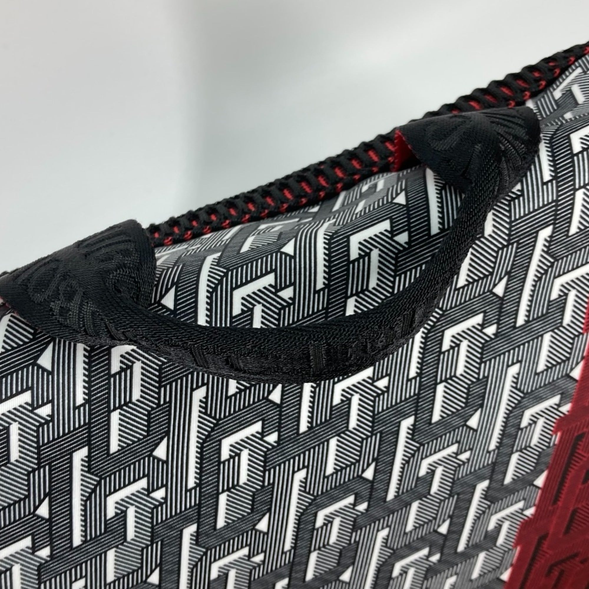 Christian Louboutin Black Red Color White Nylon Handbag Messenger Bag Shoulder Bag (Pre-Owned)