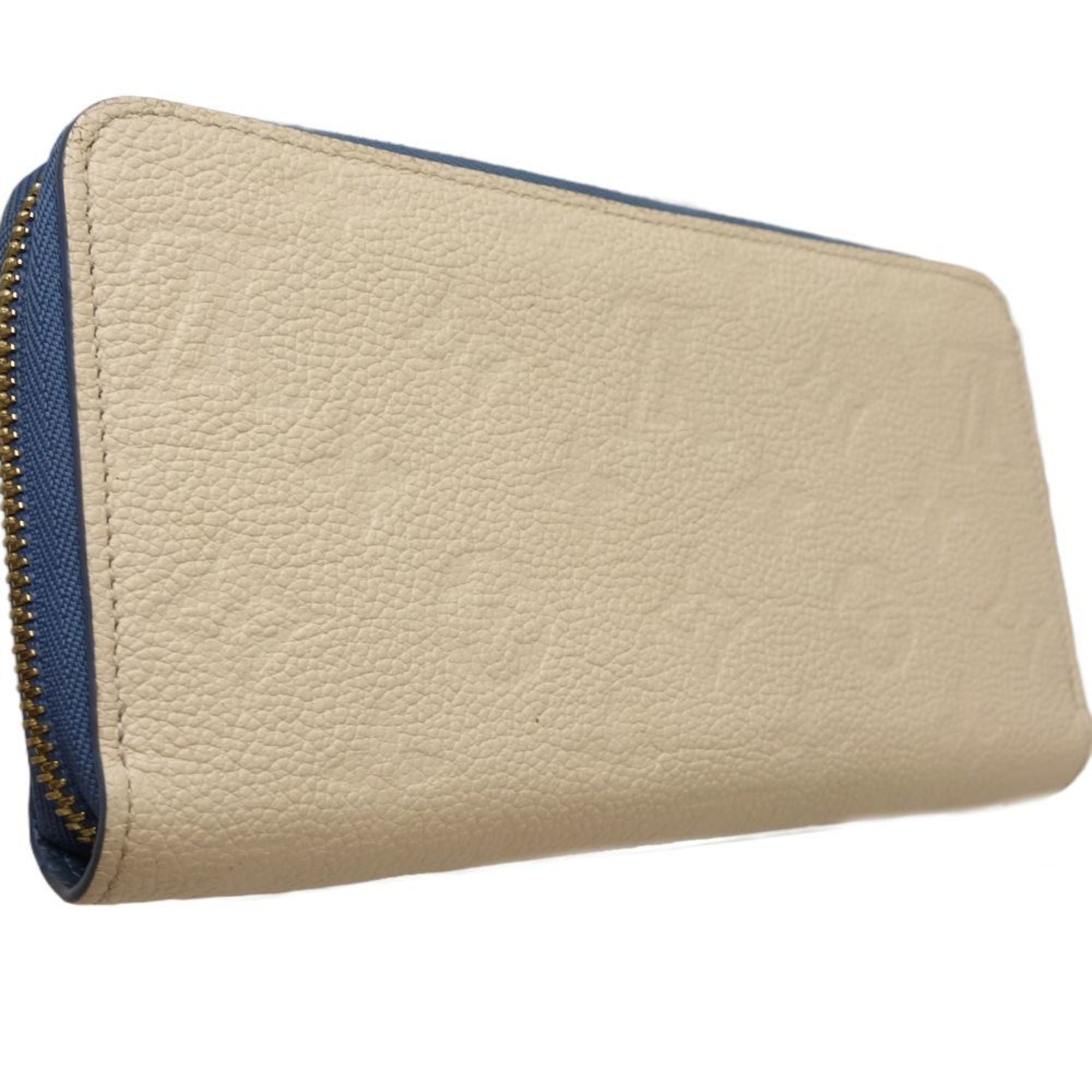 Louis Vuitton Blue Jean Cream Leather Long Wallet (Bi-Fold) (Pre-Owned)