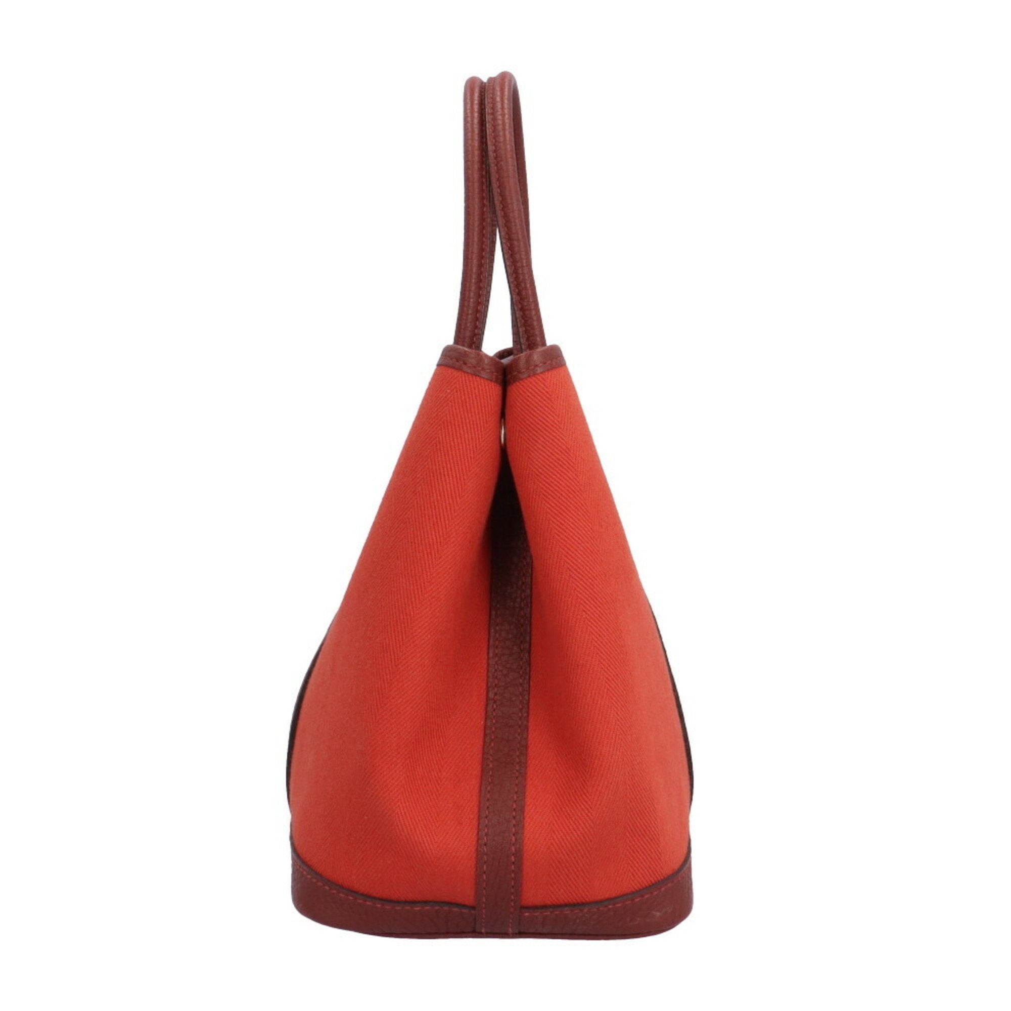 Hermes Red Color Toile Chevron Negonda Leather Handbag (Pre-Owned)