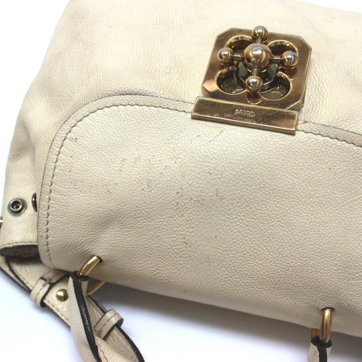 Chloé Elsie Beige Light Beige Leather Handbag Shoulder Bag (Pre-Owned)