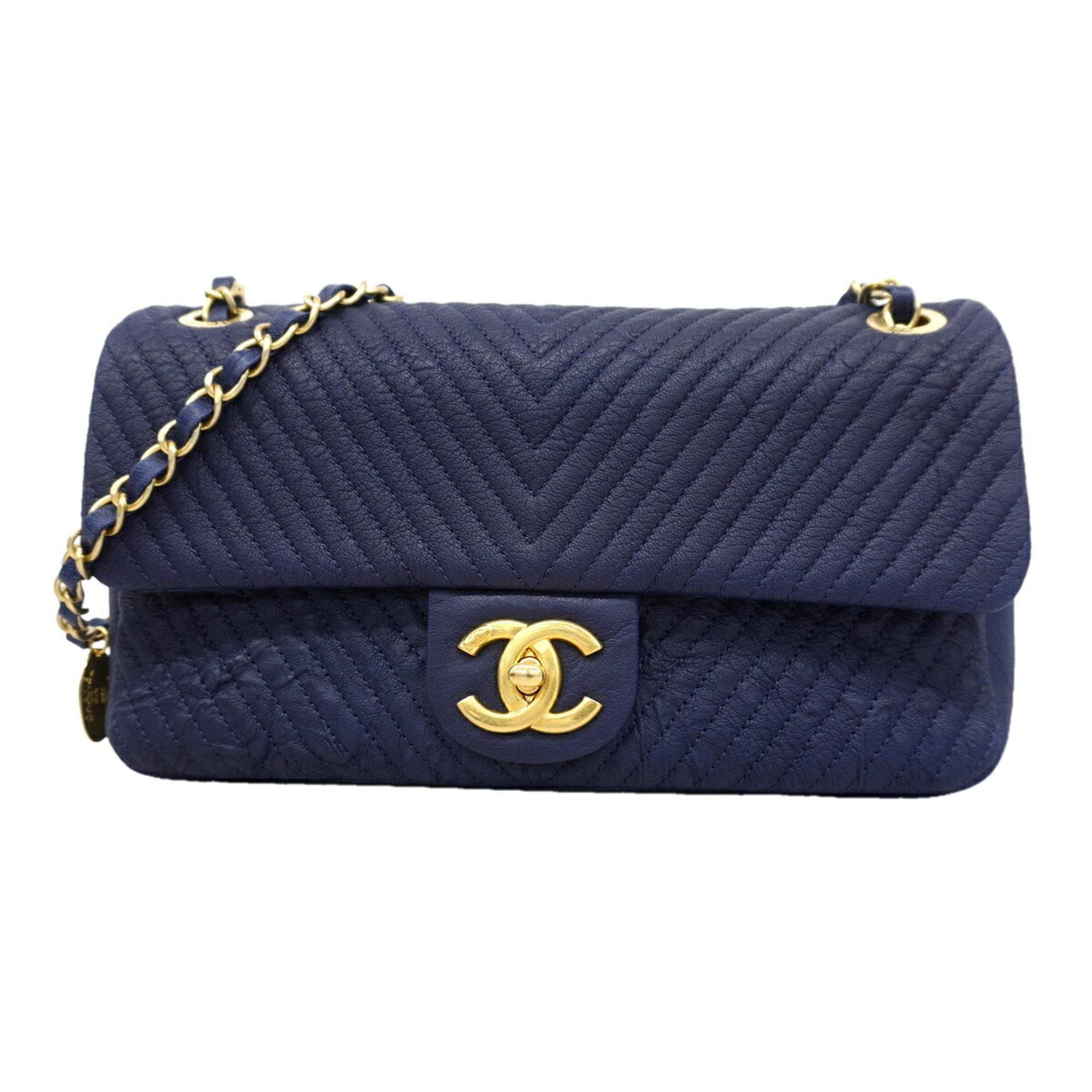 Chanel Navy Leather Shoulder Bag (Pre-Owned)