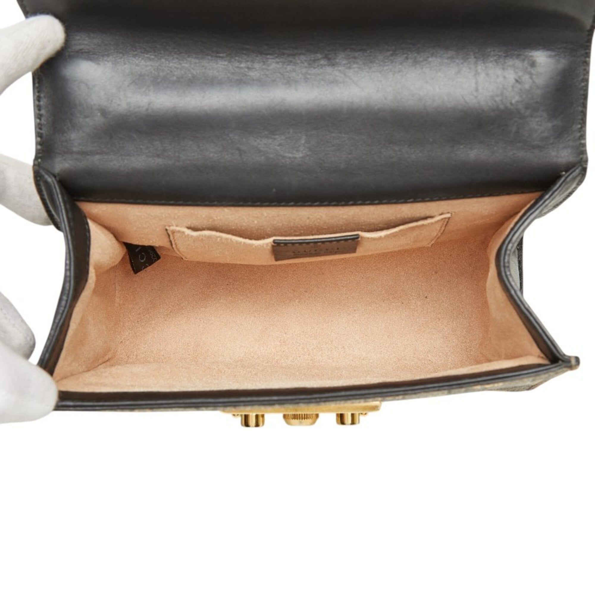 Gucci Black Gold Leather Shoulder Bag (Pre-Owned)