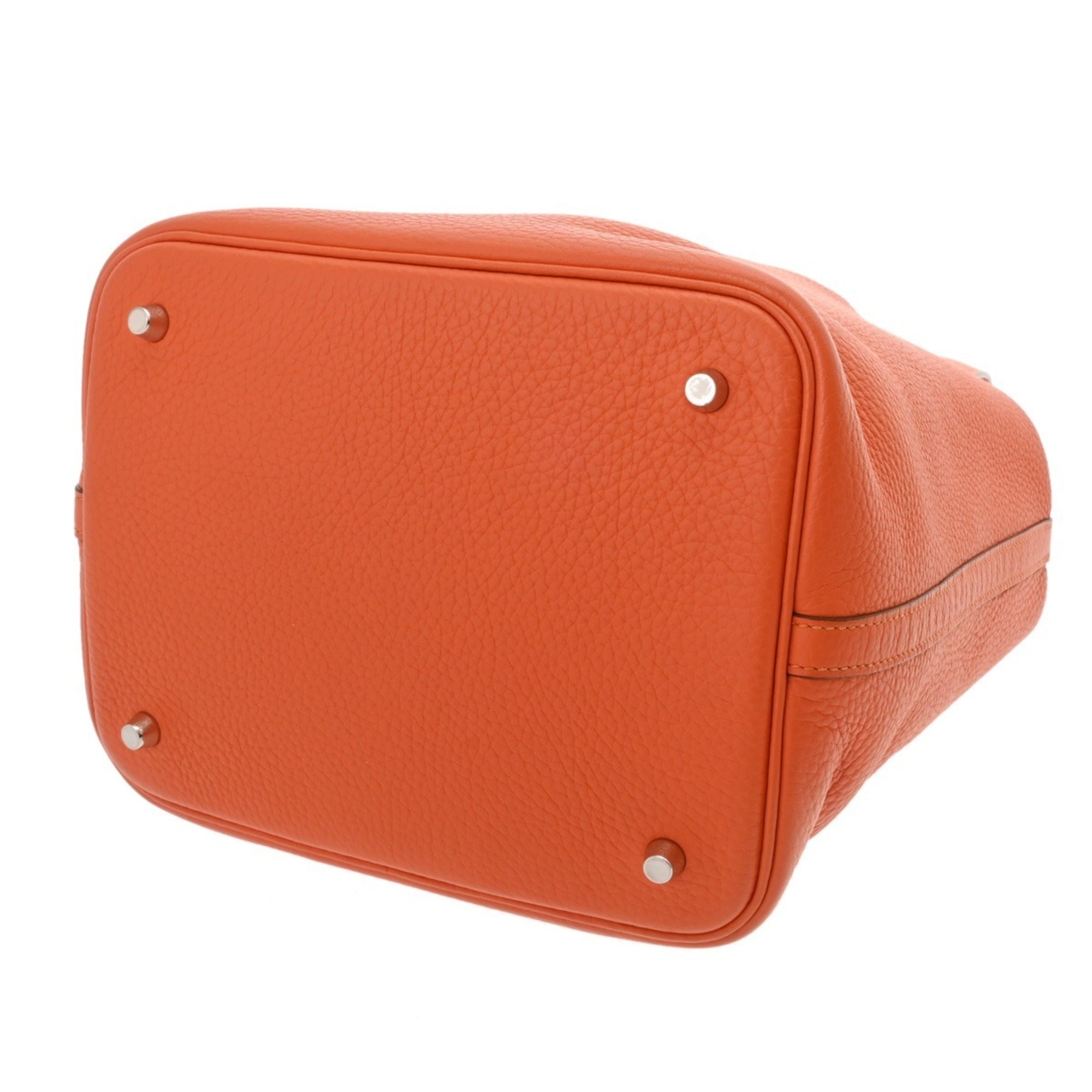 Hermes Orange Poppy Taurillon Clemence Leather Handbag (Pre-Owned)