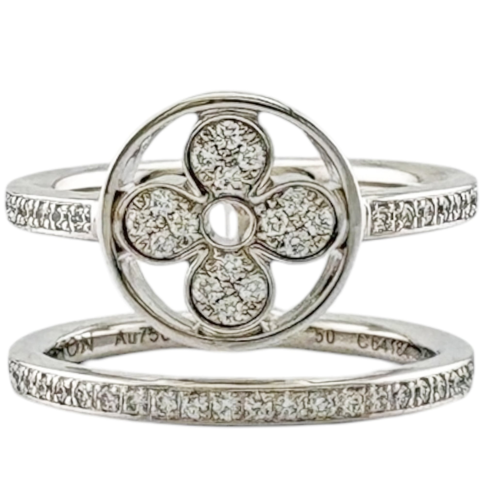Louis Vuitton Silver White Gold (18K) Band Ring (Pre-Owned)