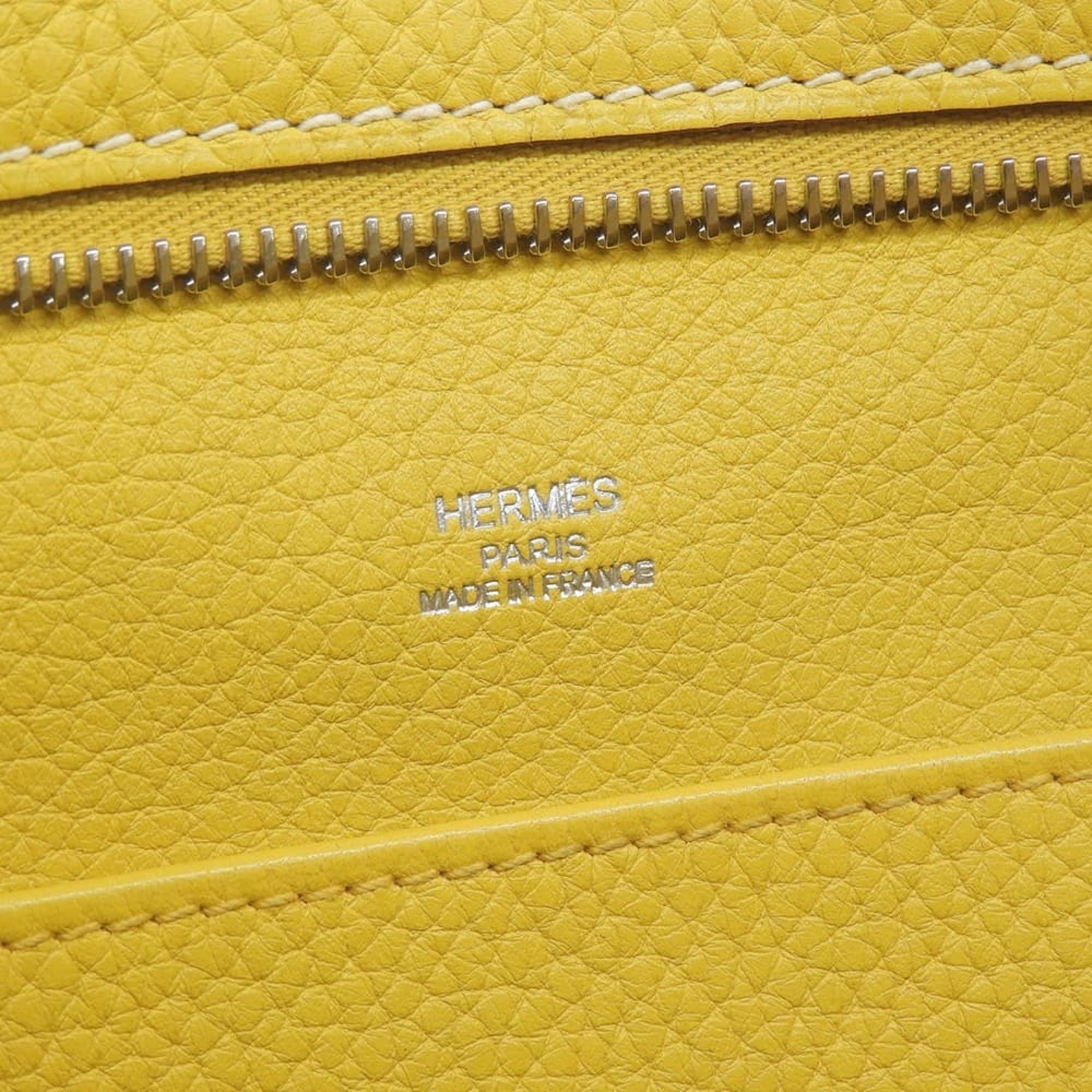 Hermes Yellow Taurillon Clemence Leather Shoulder Bag Tote Bag (Pre-Owned)