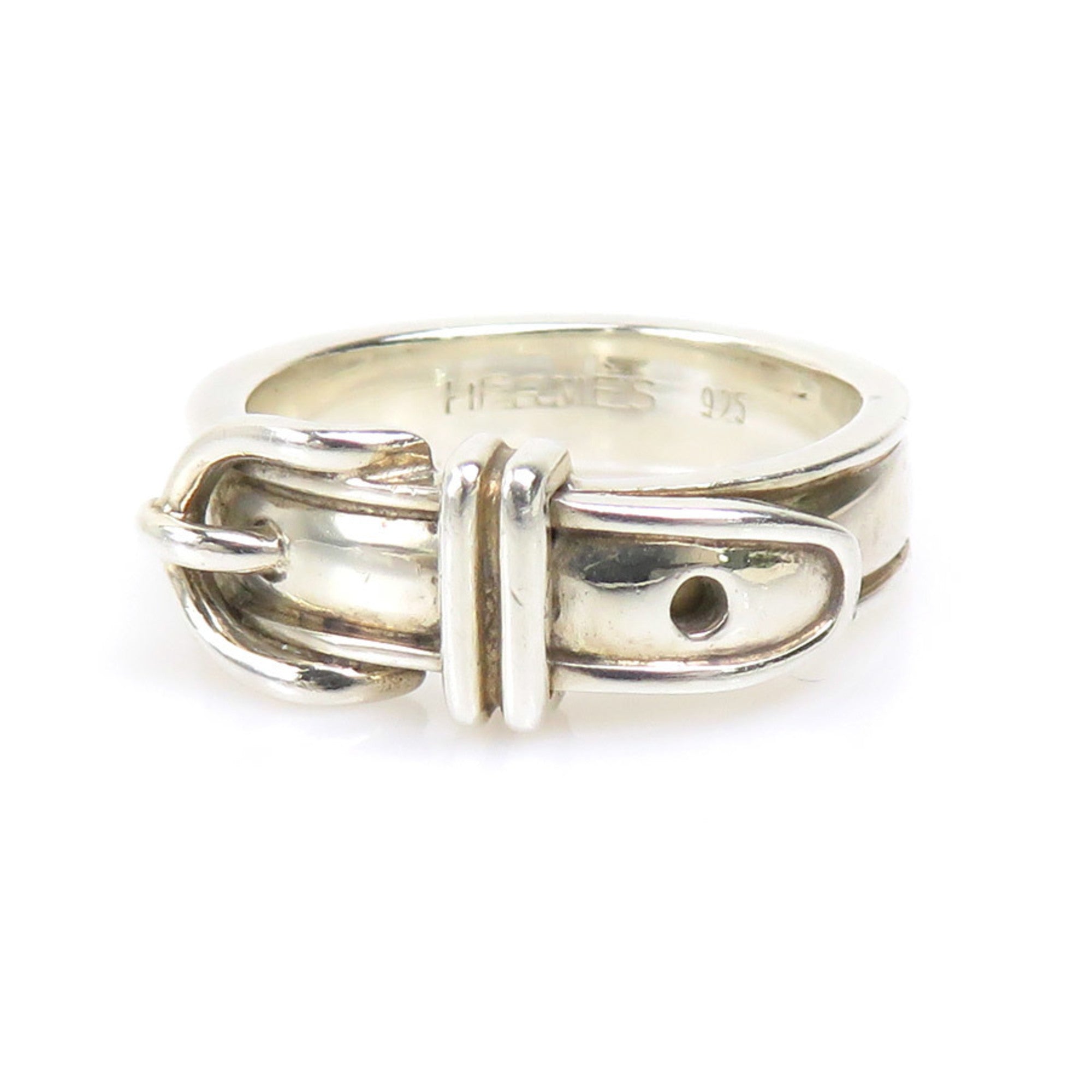 Hermes Silver Silver 925 Band Ring (Pre-Owned)