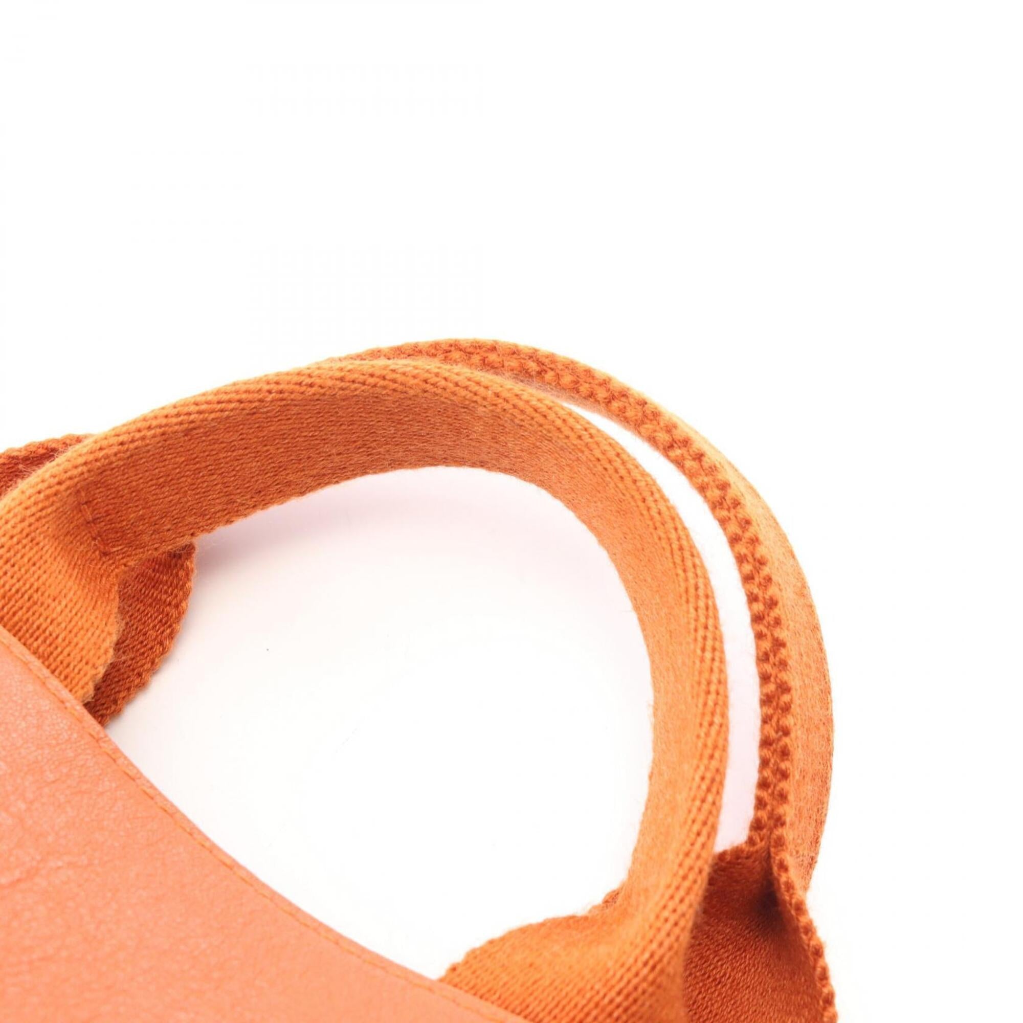 Hermes Orange Potiron Toile Chevron Leather Handbag (Pre-Owned)