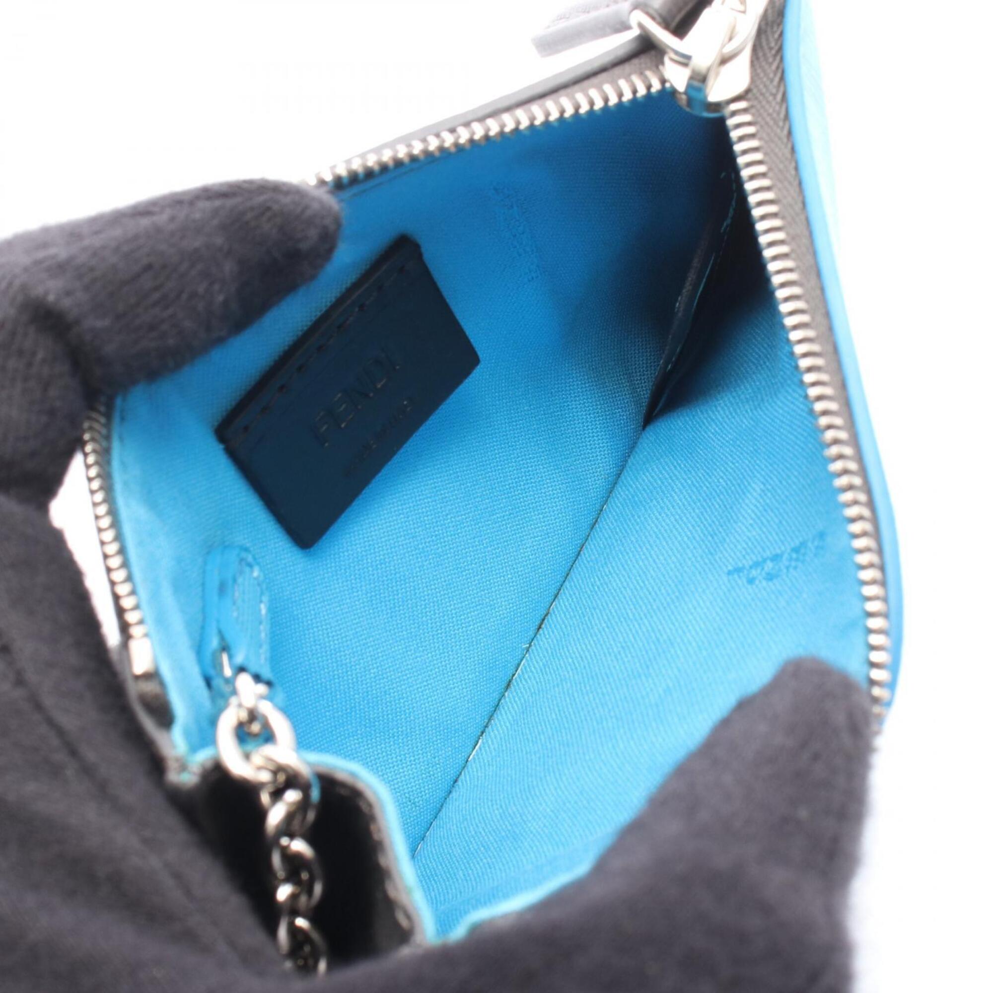 Fendi Blue Gray Multi-Color Leather Coin Purse/Coin Case (Pre-Owned)