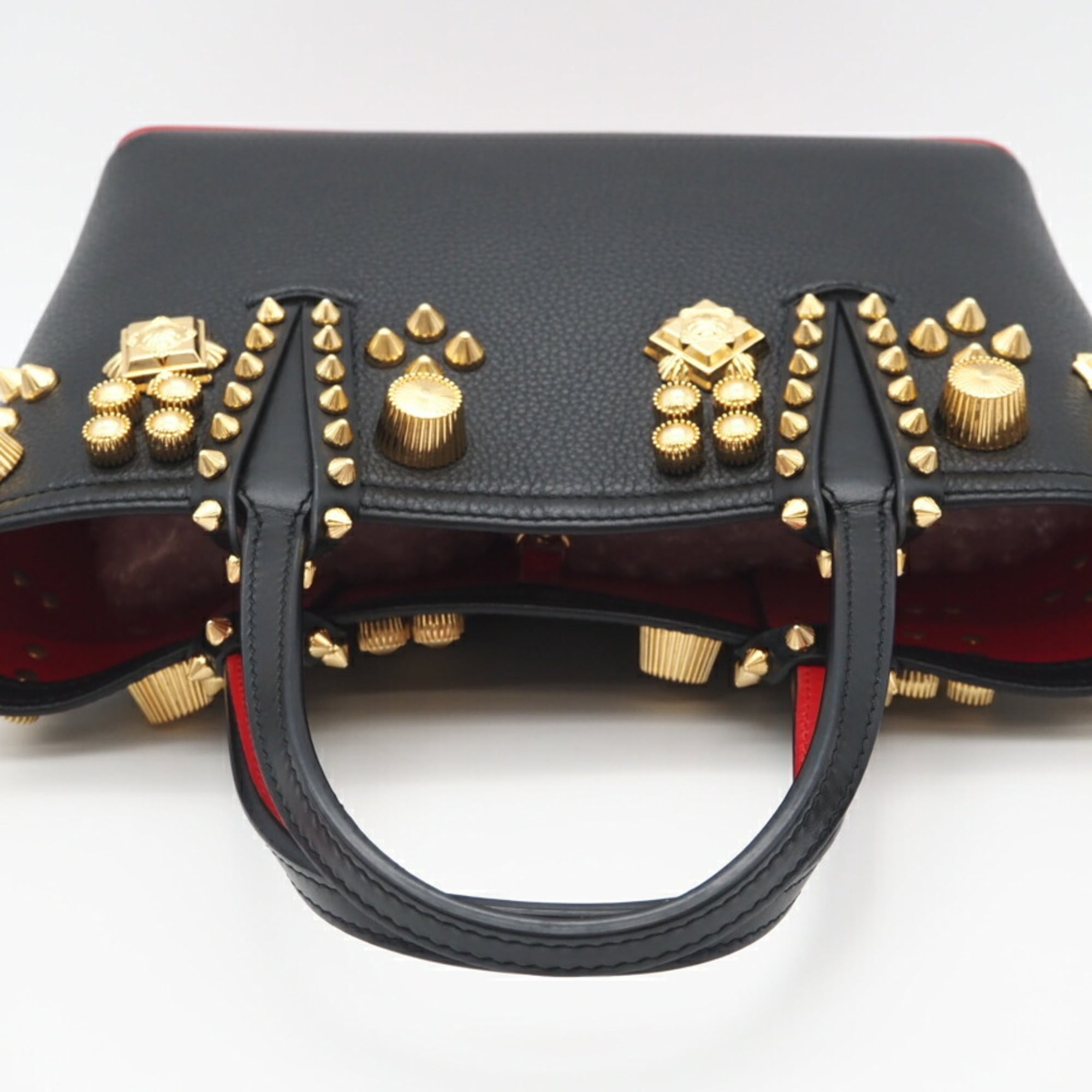 Christian Louboutin Black Red Color Leather Shoulder Bag (Pre-Owned)