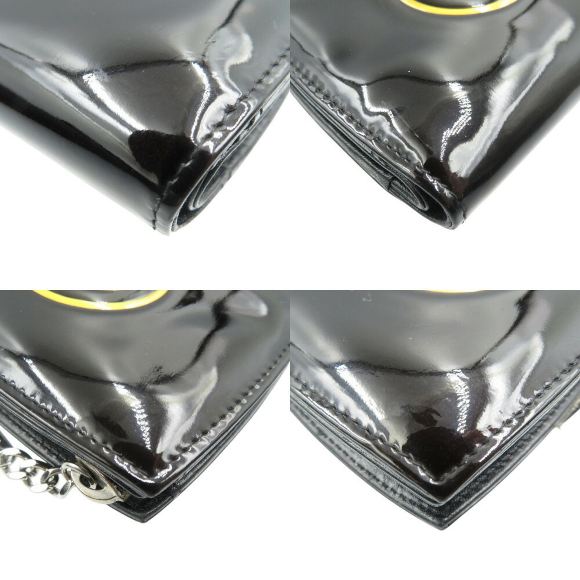 Chanel Black Yellow Patent Leather Wallet (Bi-Fold) (Pre-Owned)