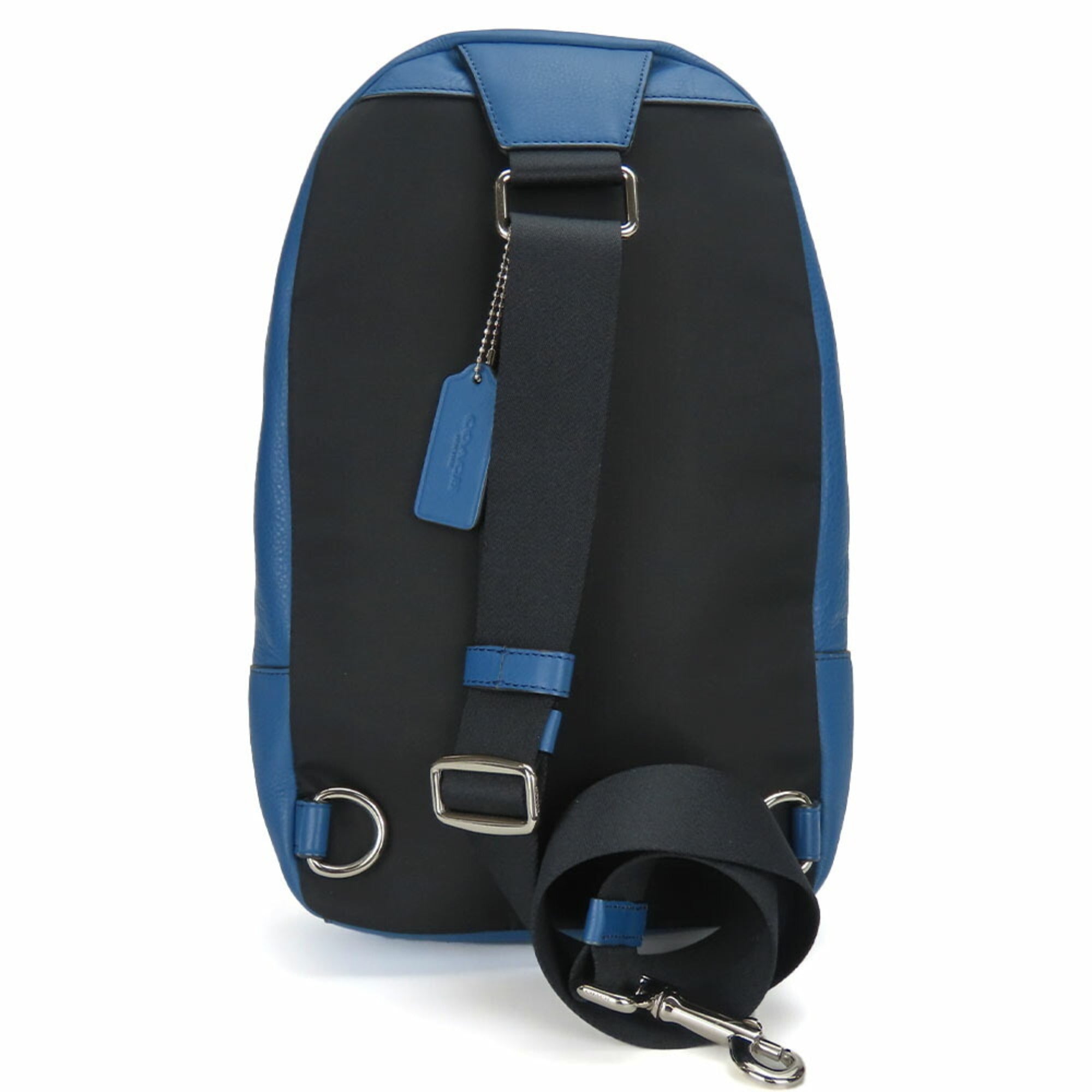 Coach Black Blue Leather Pvc Shoulder Bag Sling Bag (Pre-Owned)