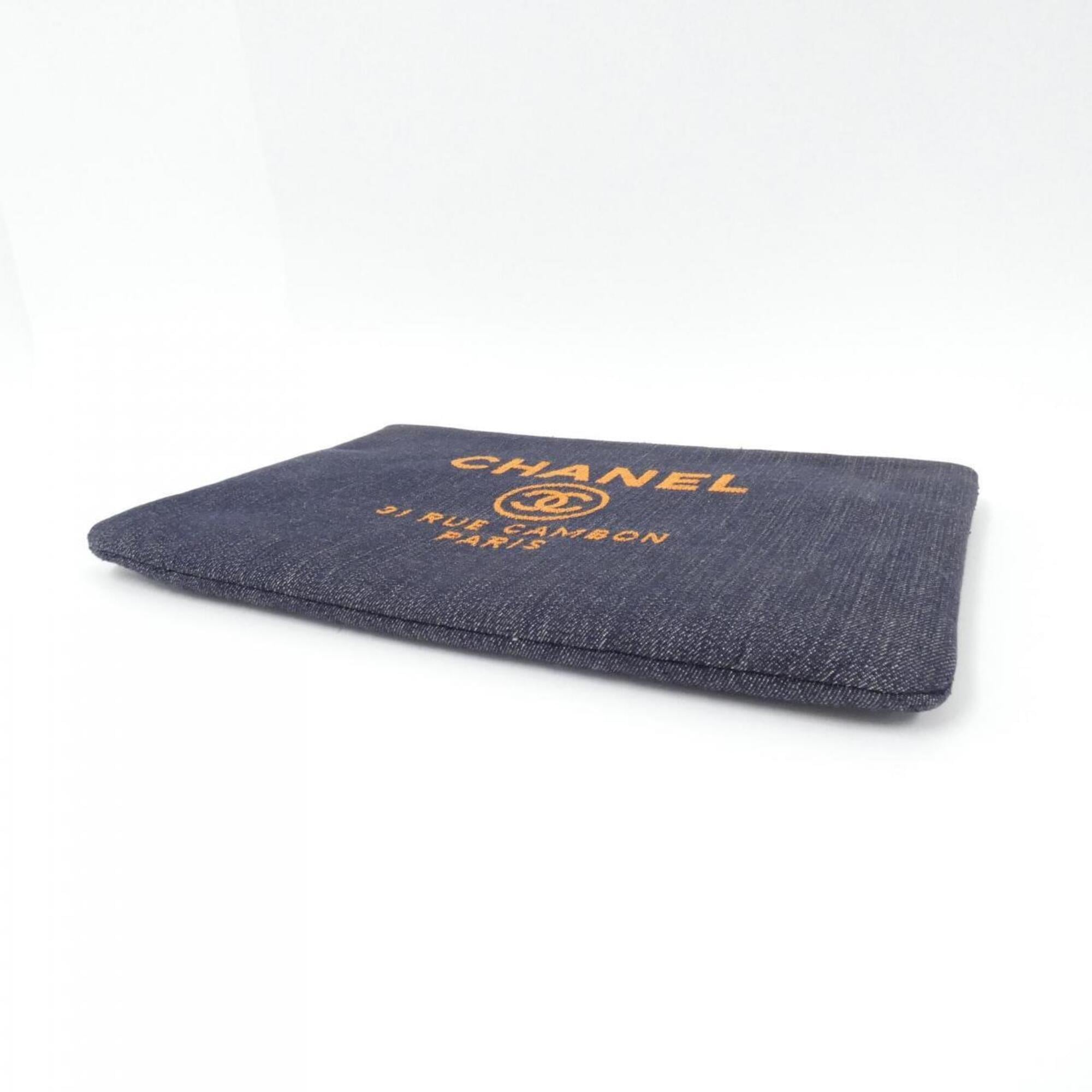 Chanel Navy Orange Denim Handbag Pouch (Pre-Owned)