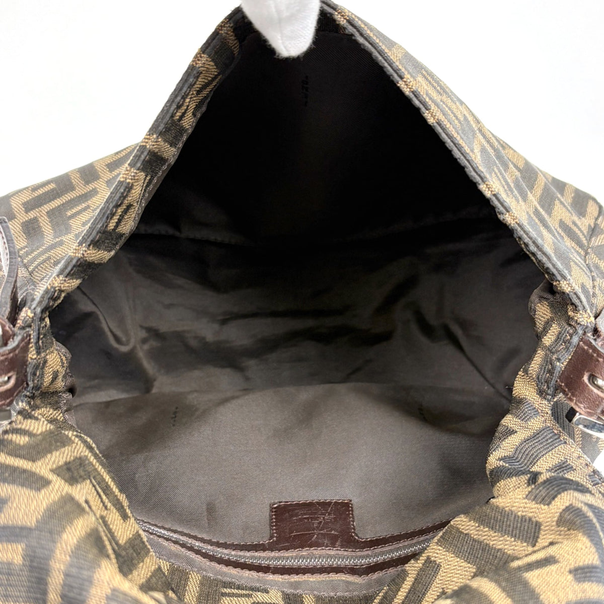 Fendi Zucca Brown Canvas Leather Handbag Shoulder Bag (Pre-Owned)