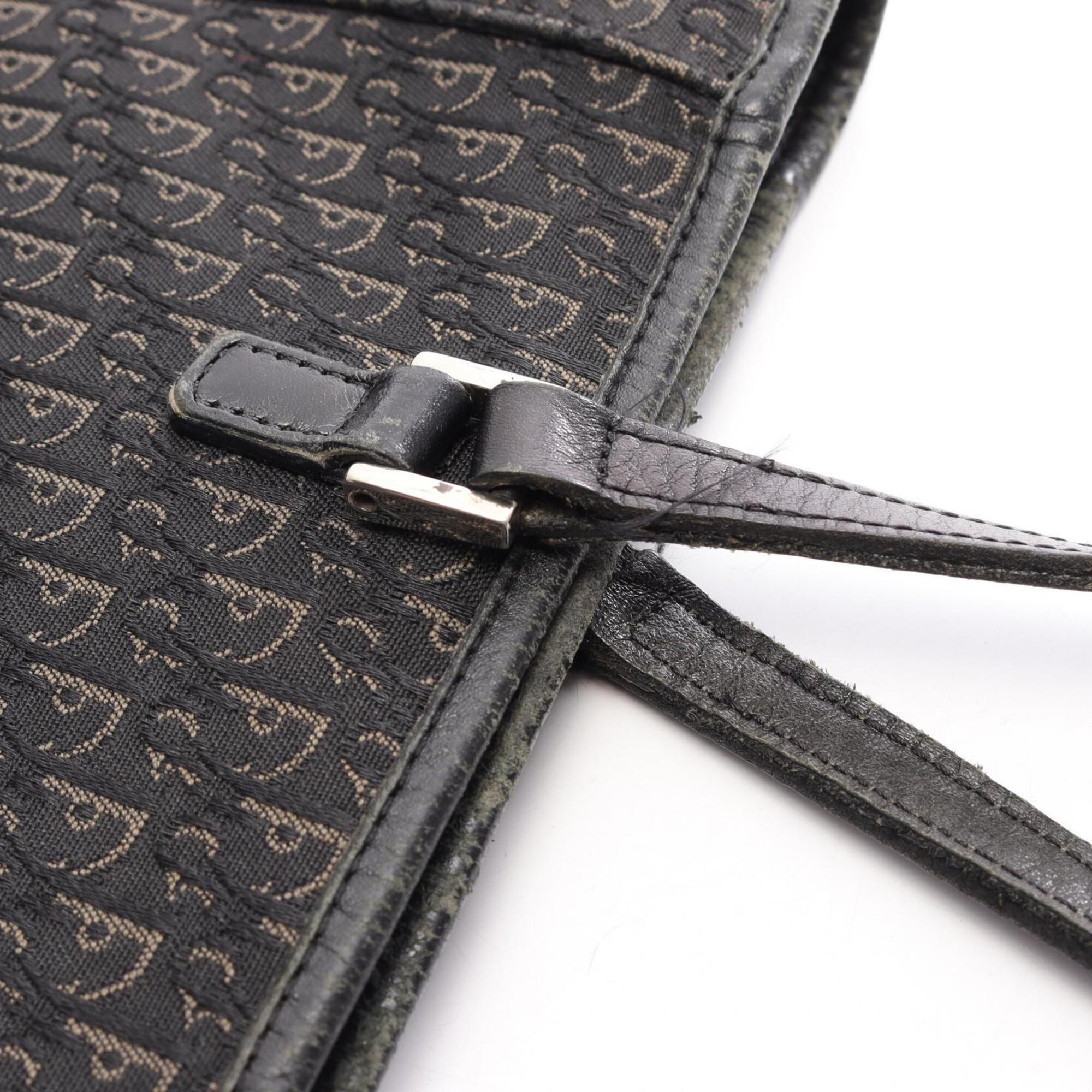 Christian Dior Black Canvas Leather Handbag Tote Bag (Pre-Owned)