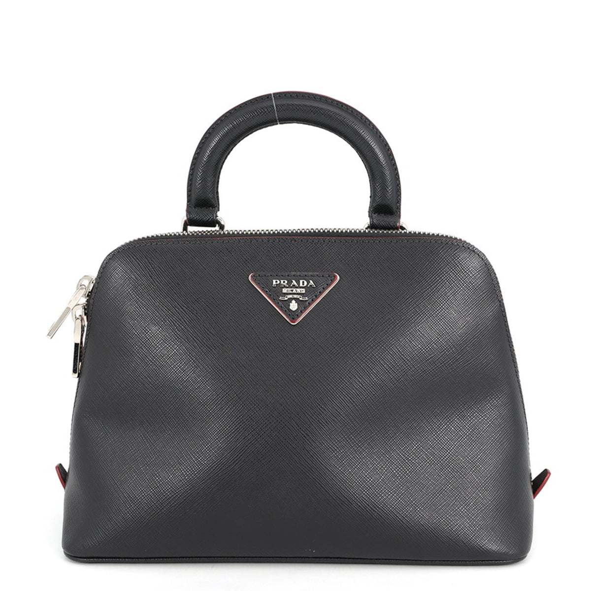 Prada Black Red Color Leather Handbag (Pre-Owned)