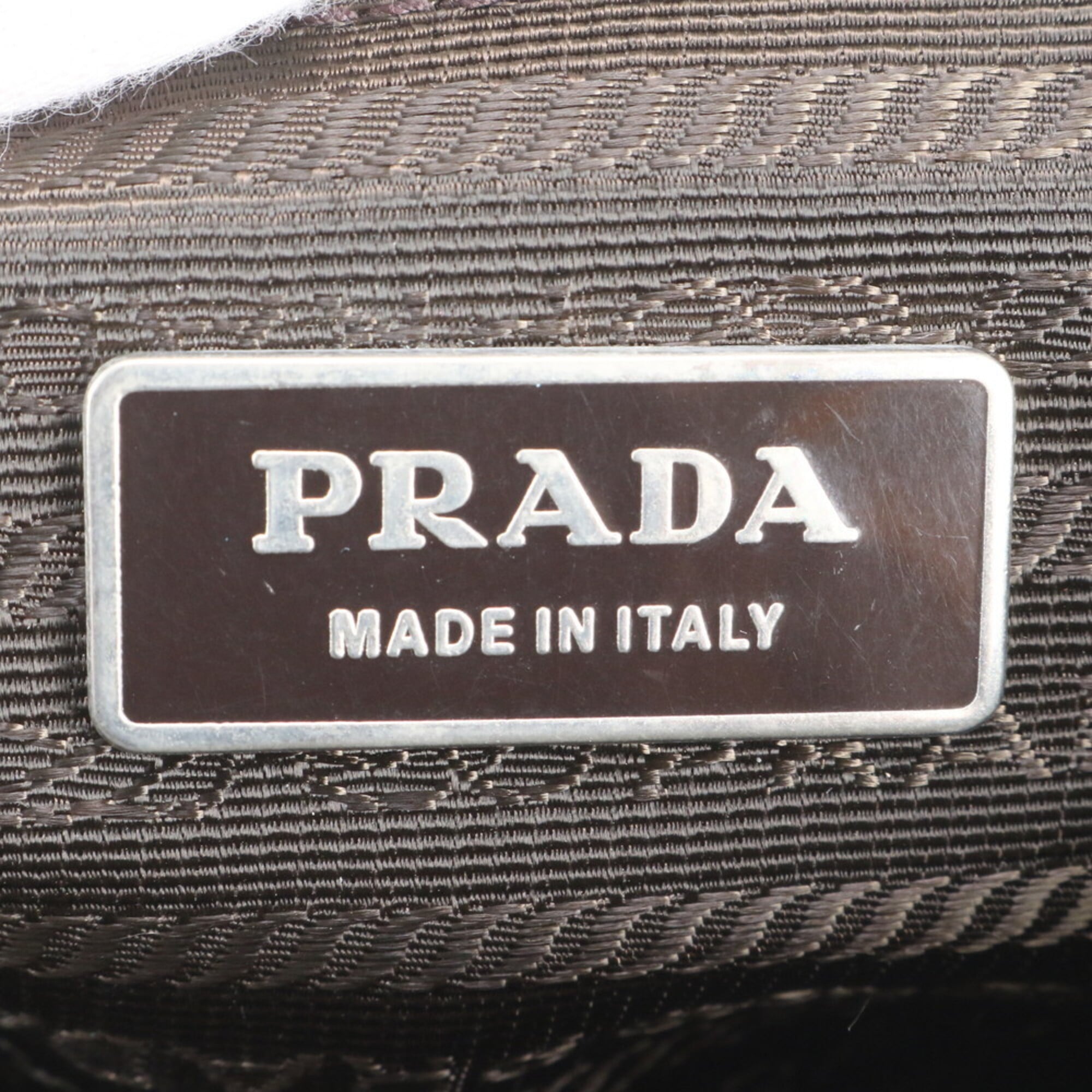 Prada Brown Green Khaki Nylon Leather Shoulder Bag (Pre-Owned)