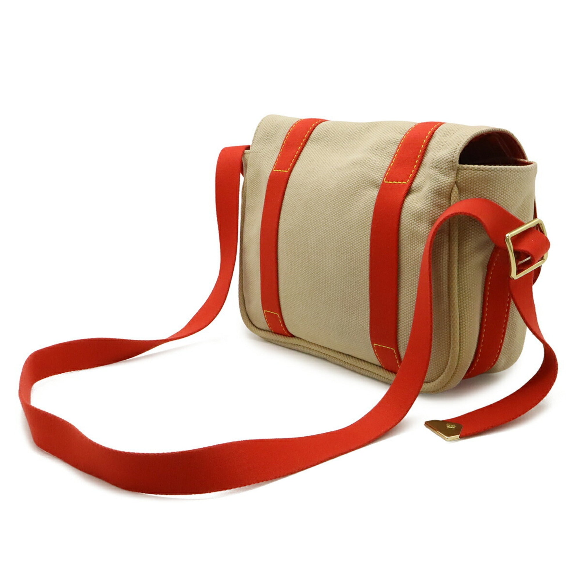 Louis Vuitton Beige Red Color Canvas Shoulder Bag (Pre-Owned)