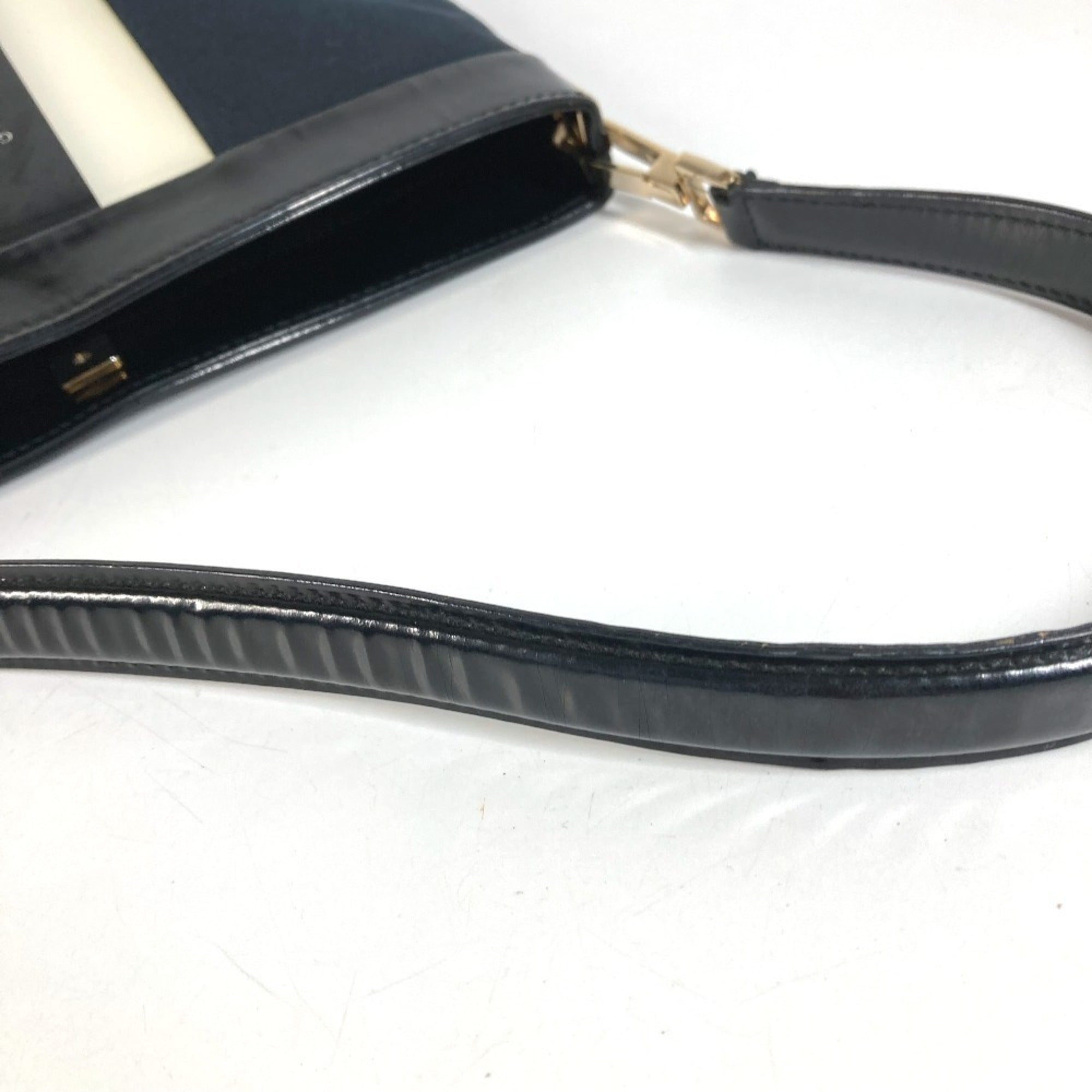 Gucci Black White Canvas Shoulder Bag Tote Bag (Pre-Owned)