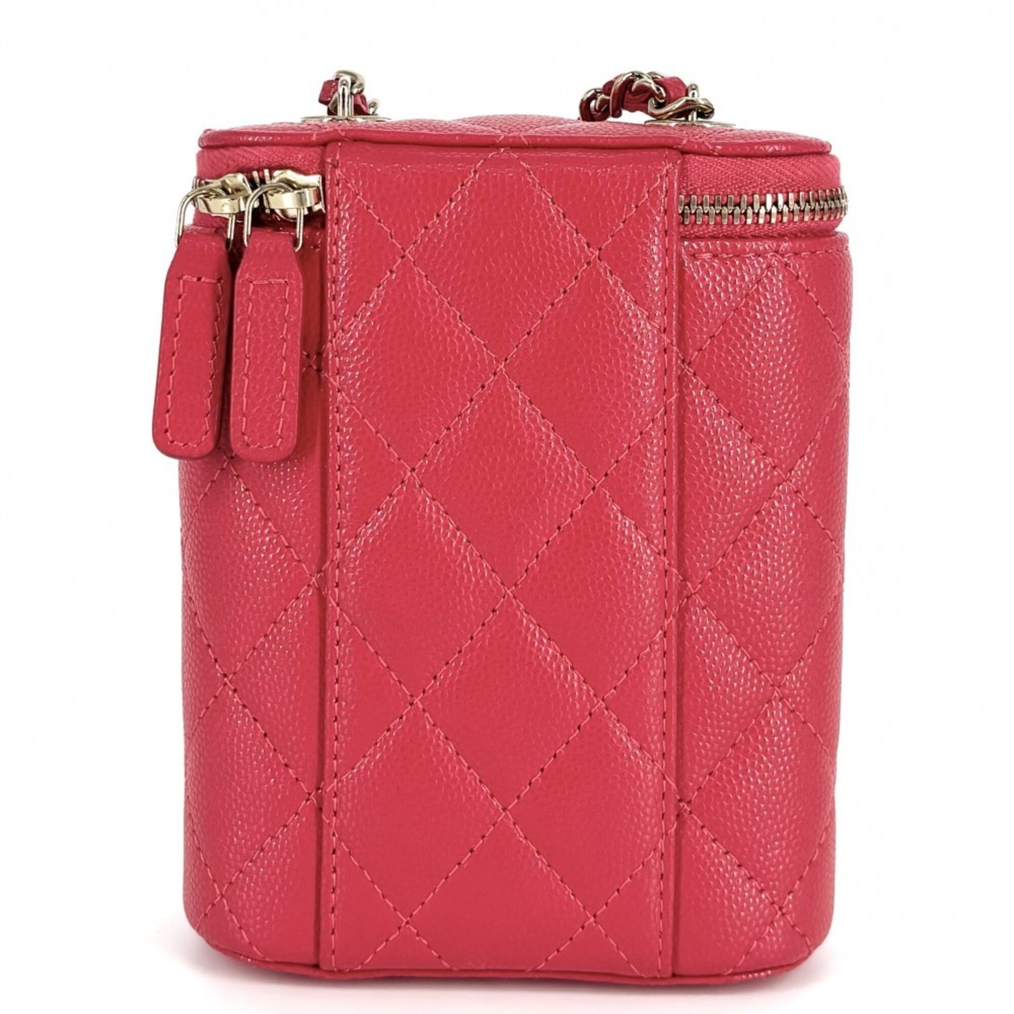 Chanel Matelasse Red Color Grained Calfskin Pochette Shoulder Bag (Pre-Owned)