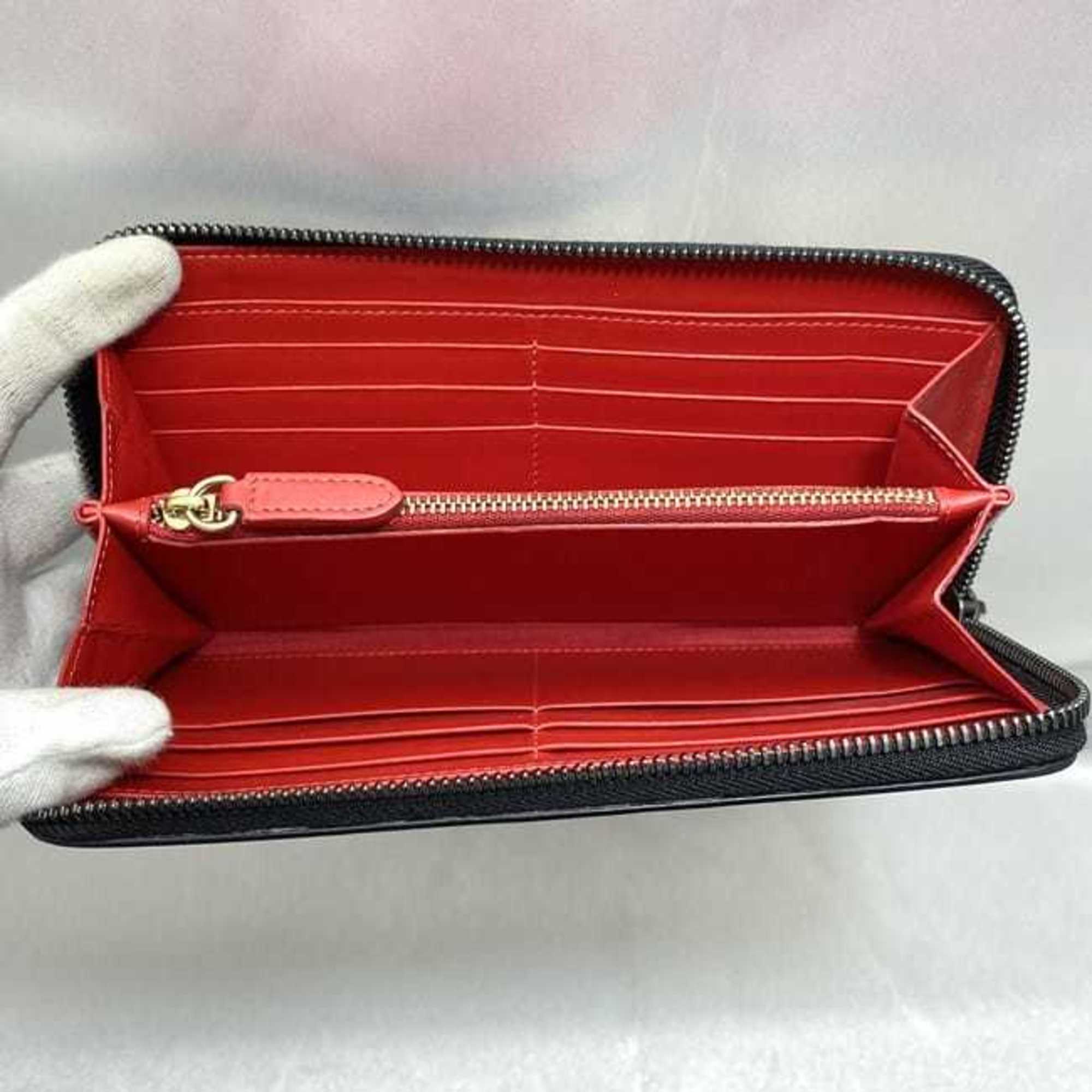 Christian Louboutin Black Pink Yellow Pvc Leather Long Wallet (Bi-Fold) (Pre-Owned)