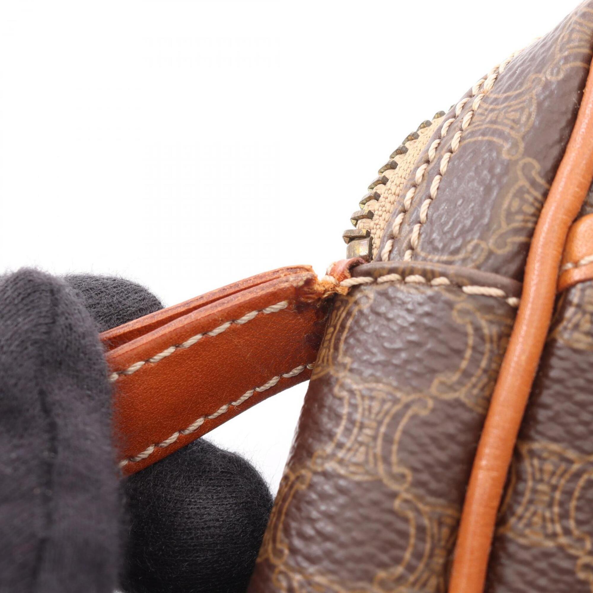 Celine Macadam Brown Coated Canvas Clutch Bag Handbag (Pre-Owned)