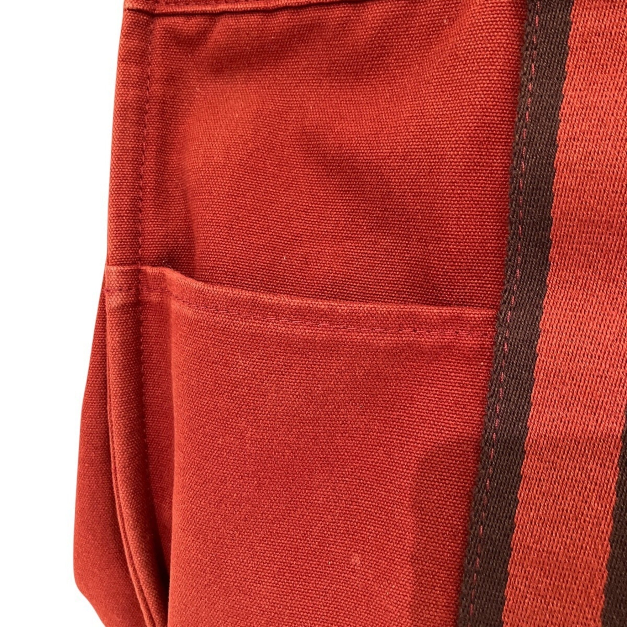 Hermes Fourre Tout Red Color Canvas Handbag (Pre-Owned)