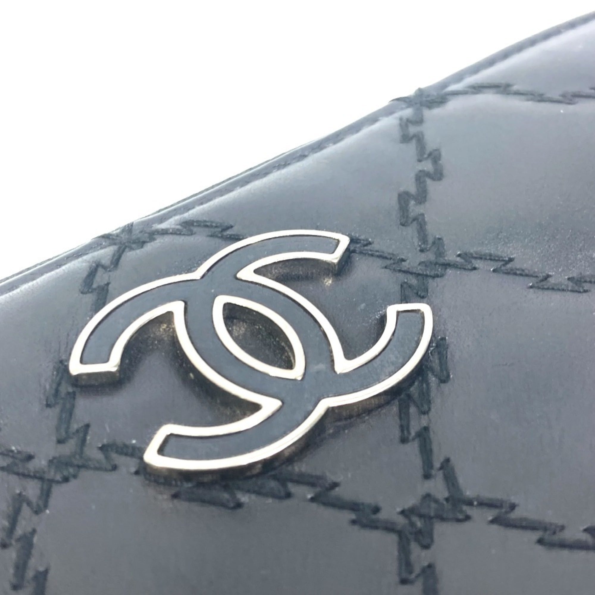 Chanel Black Leather Long Wallet (Bi-Fold) (Pre-Owned)