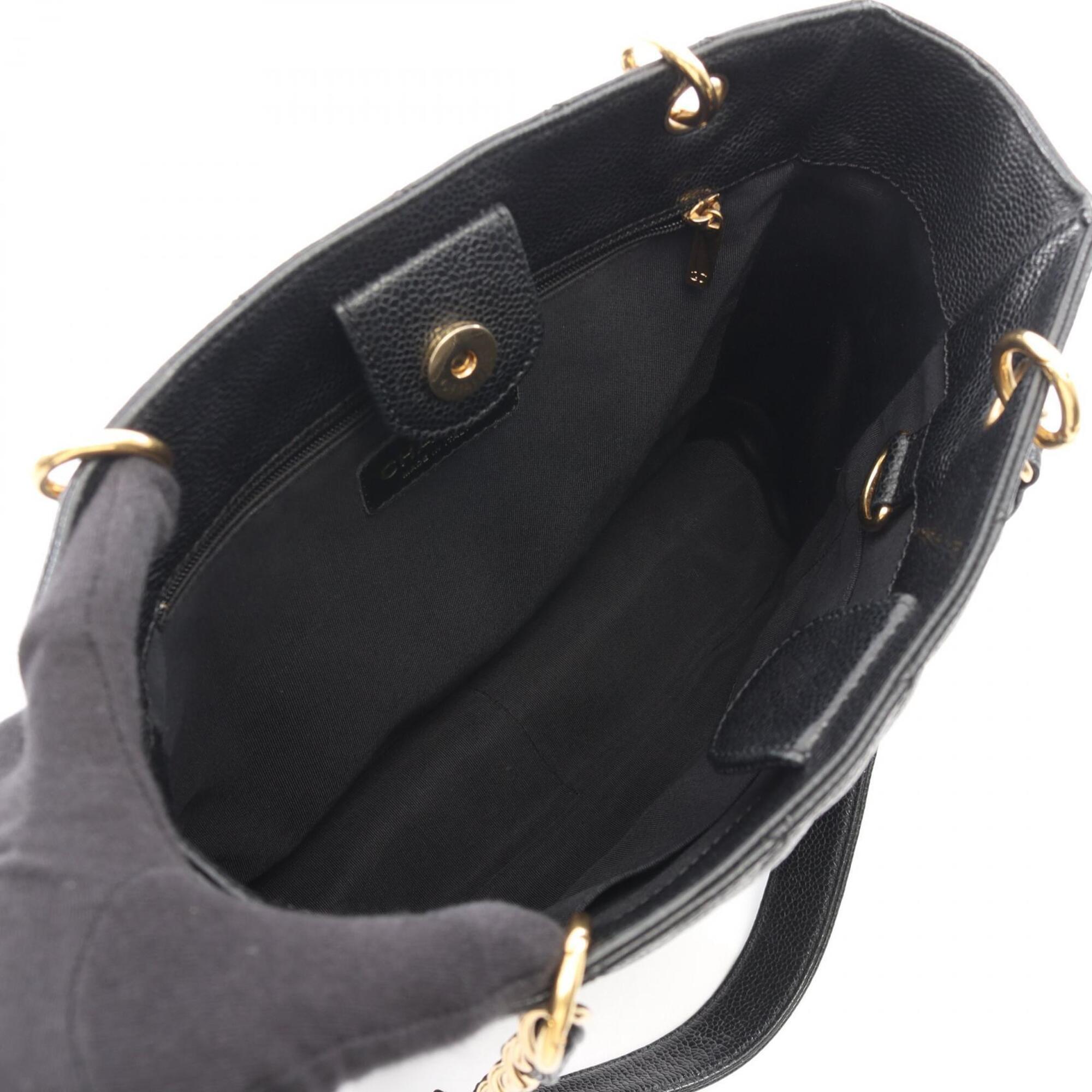 Chanel Black Grained Calfskin Handbag Tote Bag (Pre-Owned)