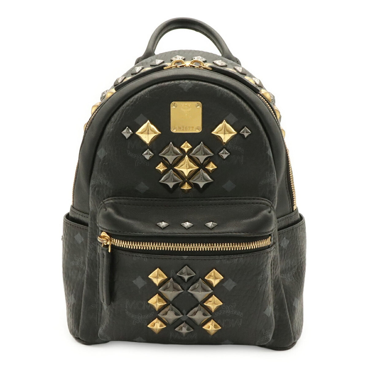 Mcm Visetos Black Gray Coated Canvas Pvc Leather Backpack (Pre-Owned)