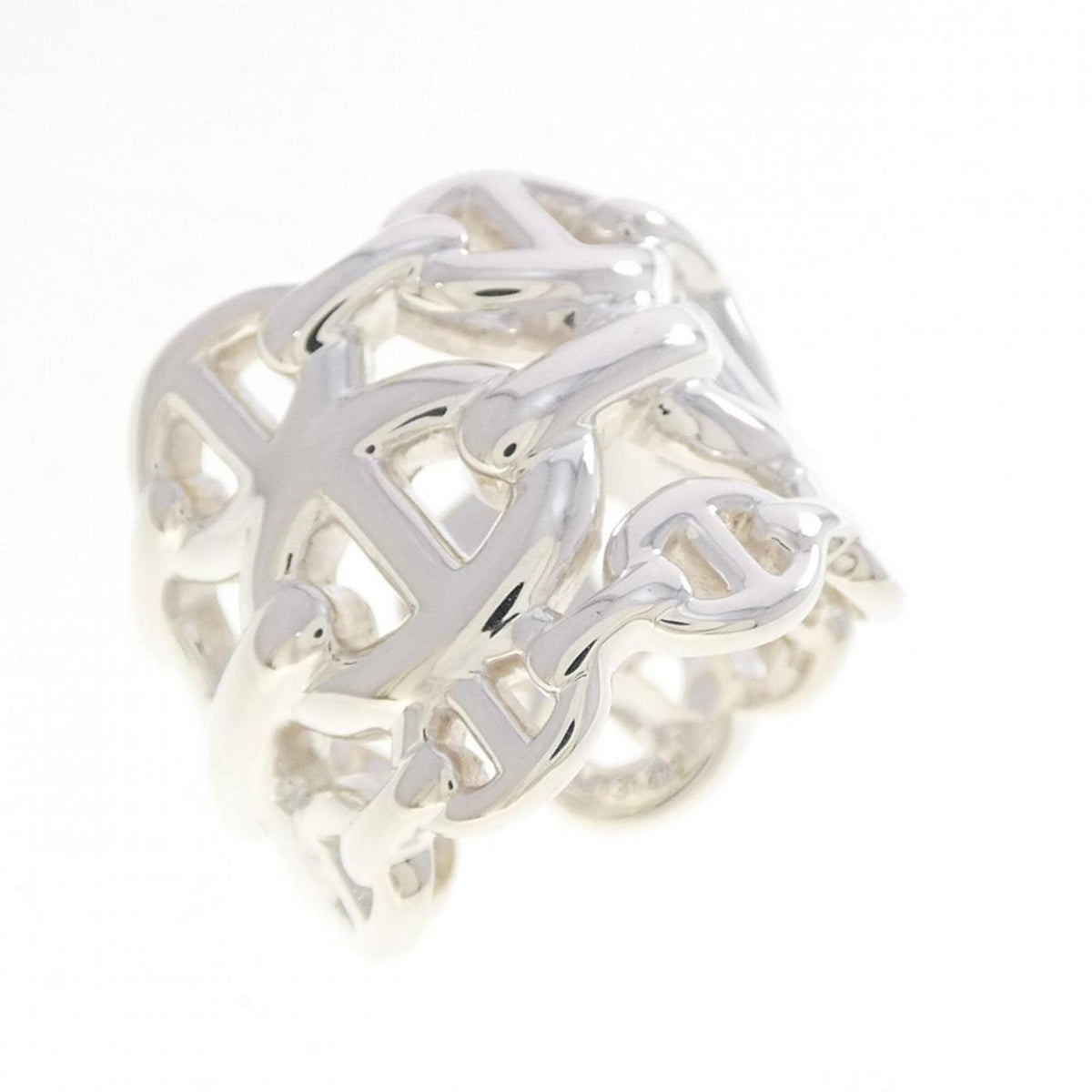 Hermes Silver Silver 925 Band Ring (Pre-Owned)