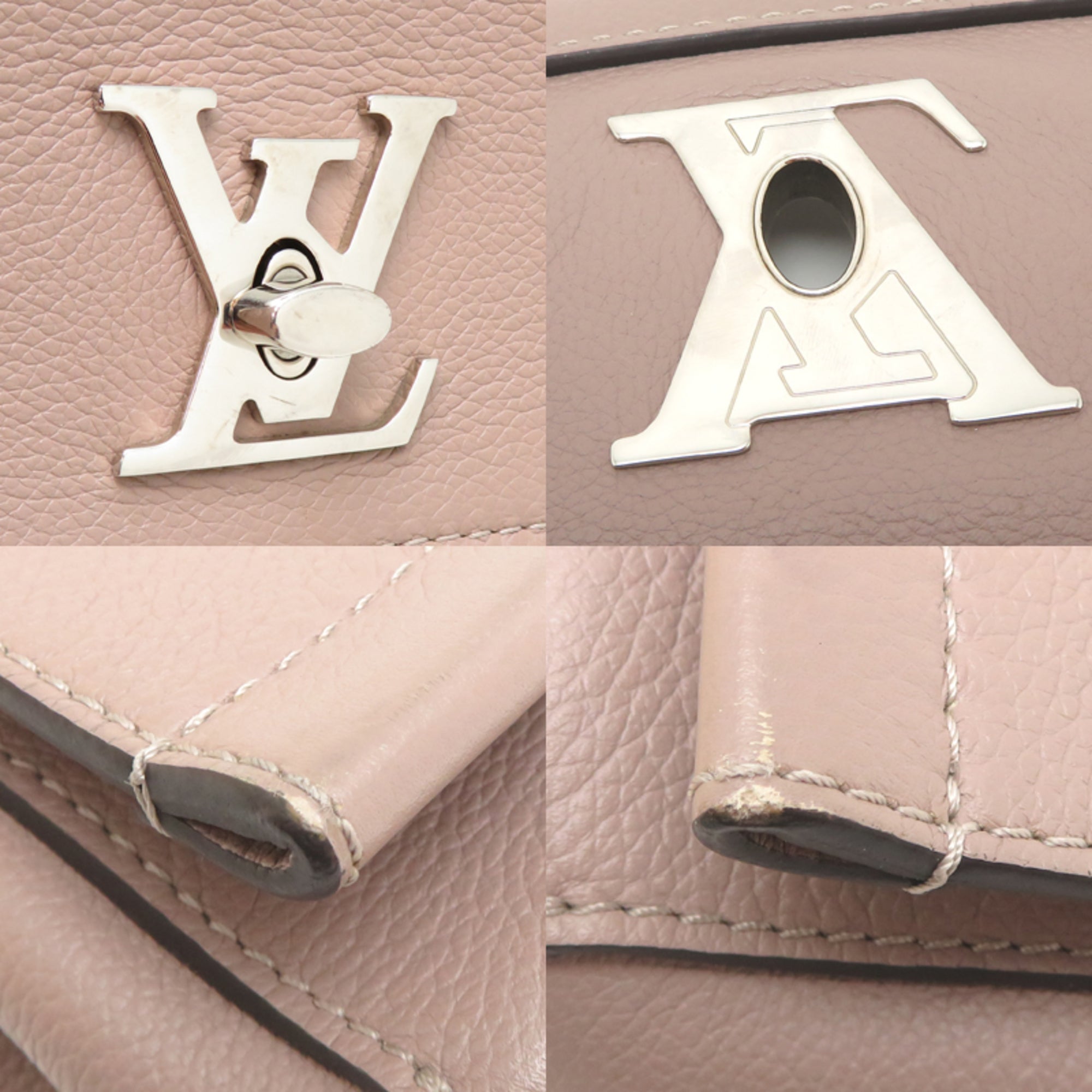 Louis Vuitton Pink Beige Leather Handbag (Pre-Owned)