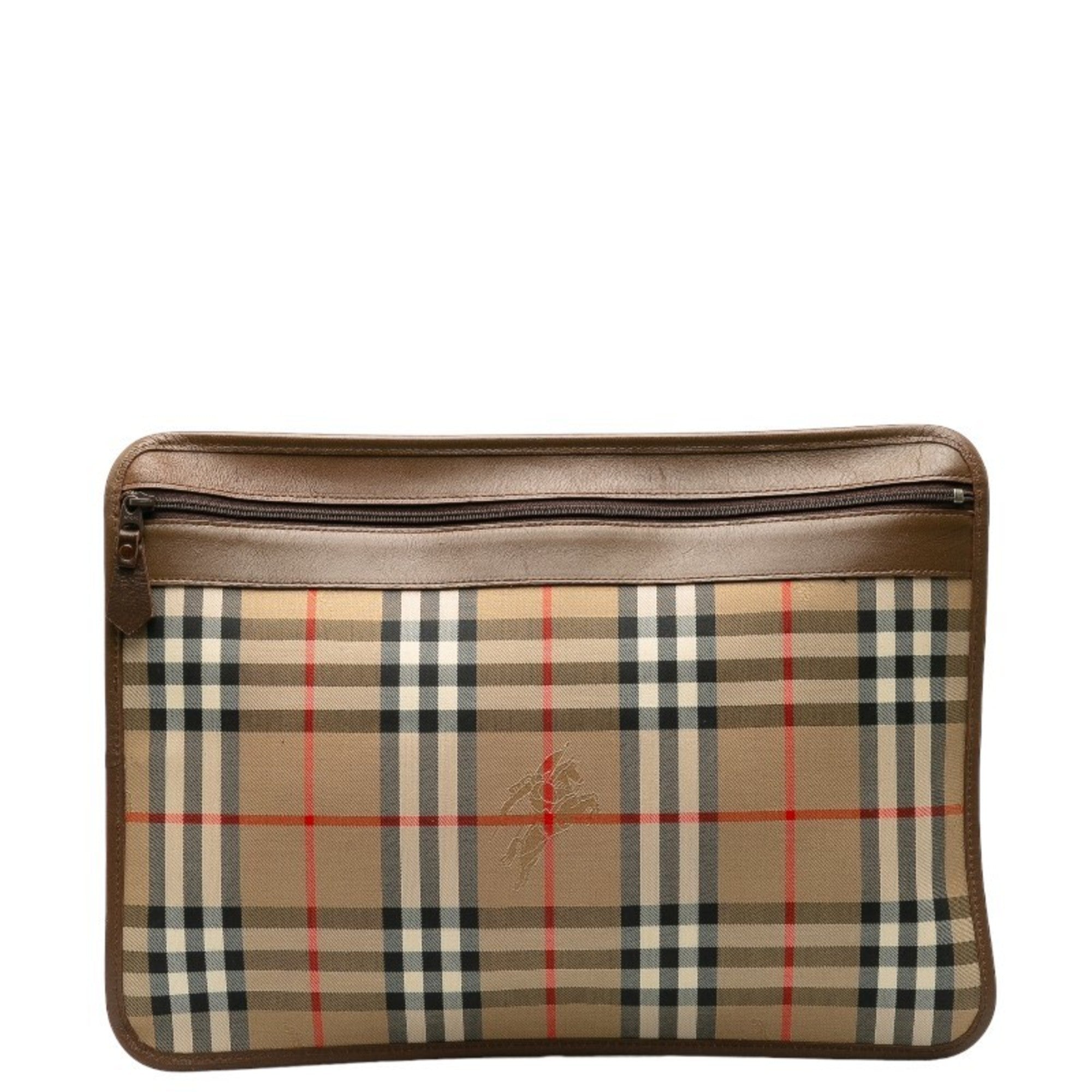 Burberry Beige Canvas Leather Clutch Bag (Pre-Owned)