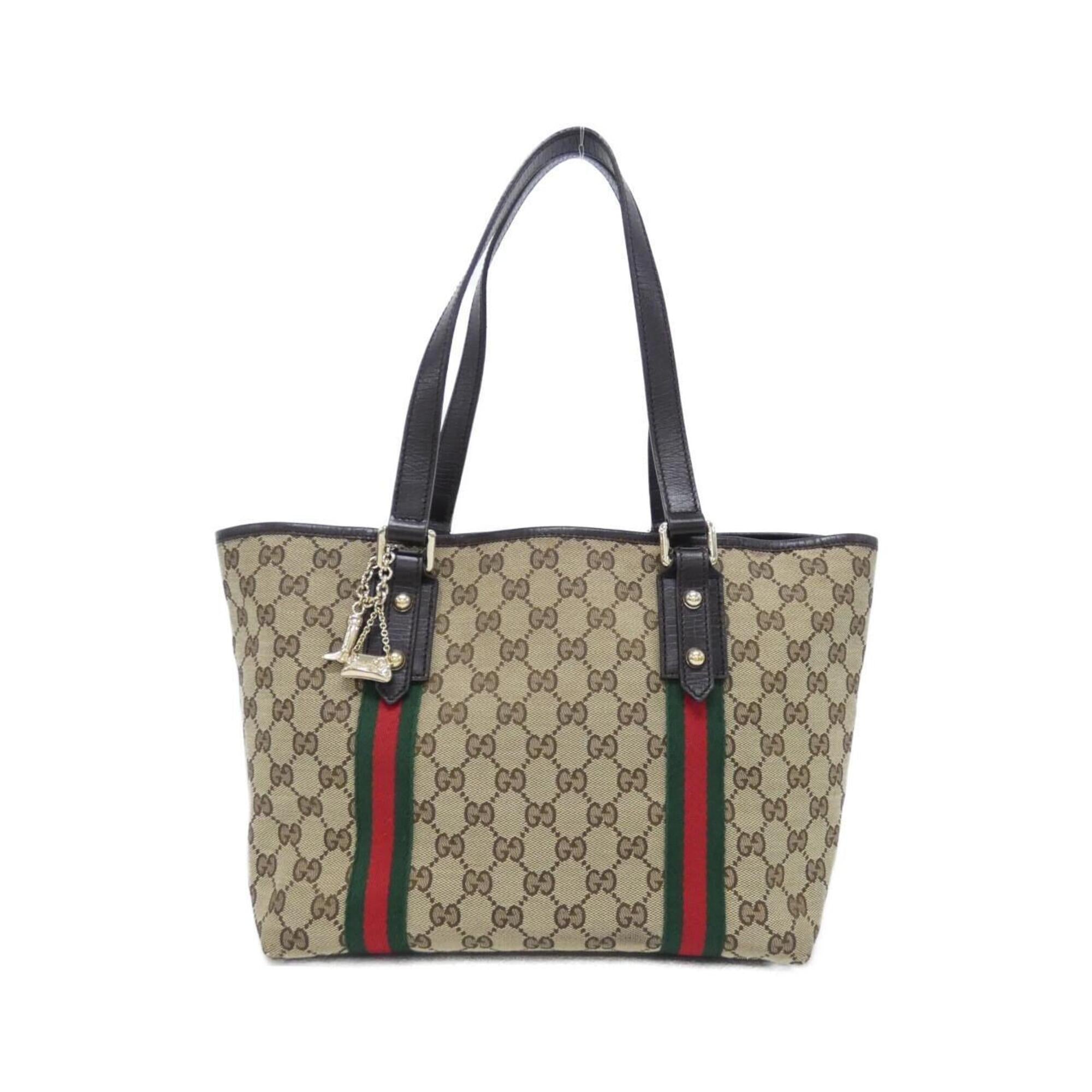 Gucci Beige Brown Gg Canvas Handbag (Pre-Owned)