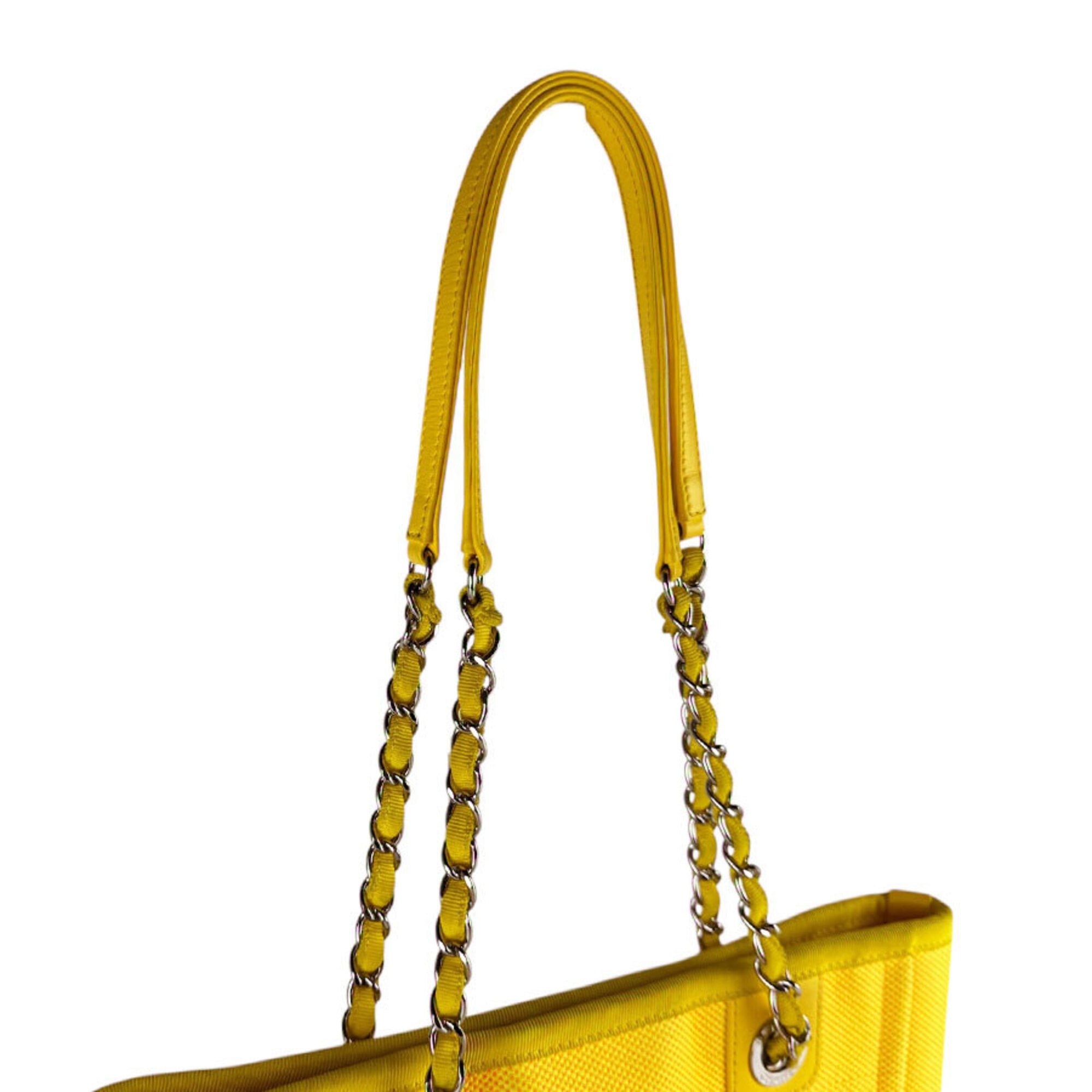 Chanel Pink Yellow Canvas Handbag (Pre-Owned)