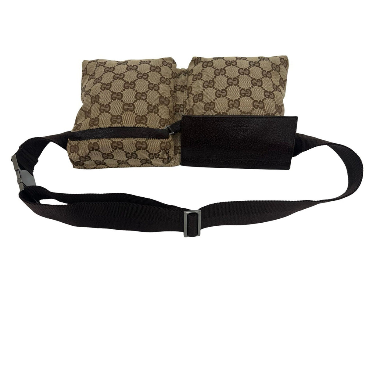 Gucci Brown Canvas Leather Pouch Shoulder Bag Sling Bag (Pre-Owned)