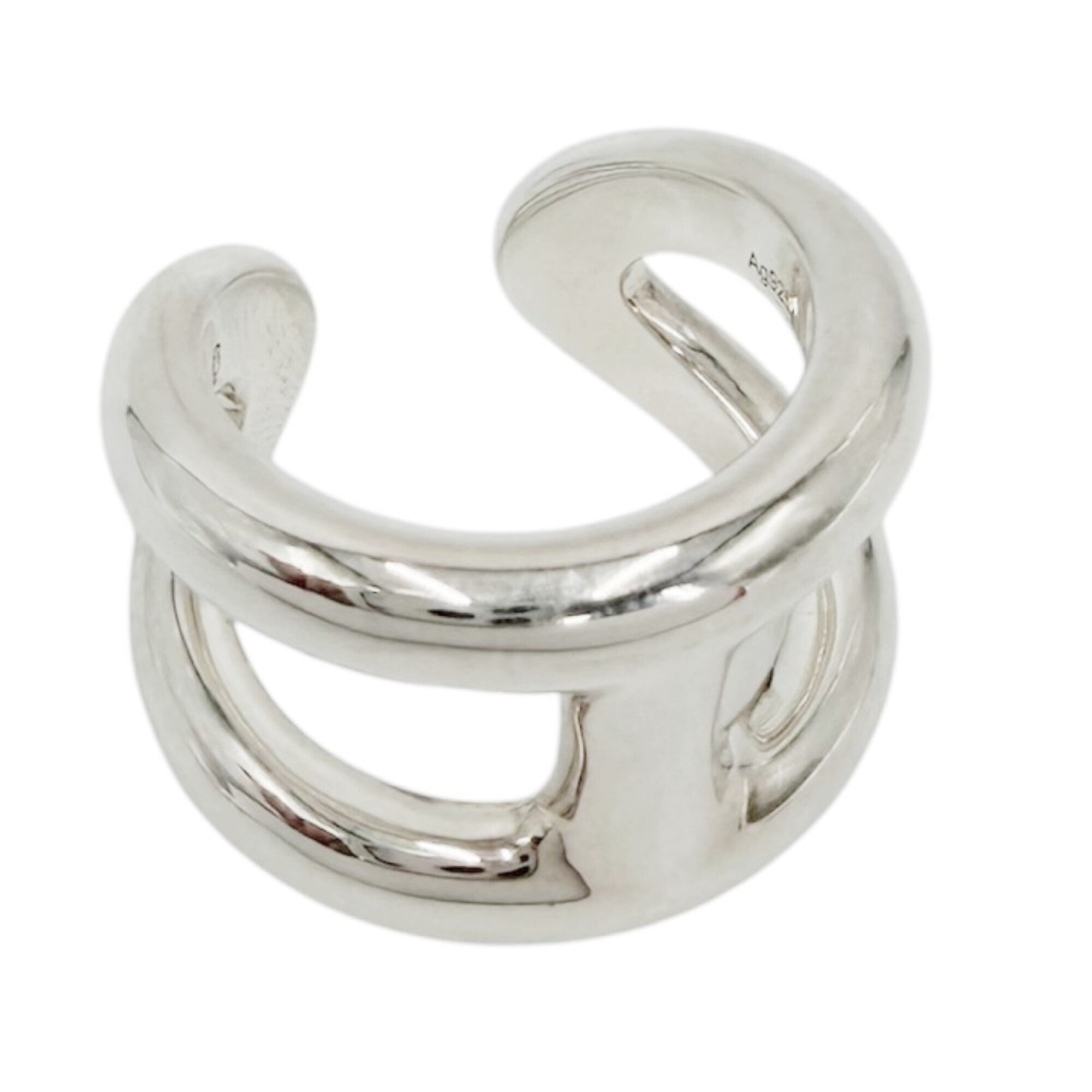 Hermes Silver 925 Band Ring (Pre-Owned)