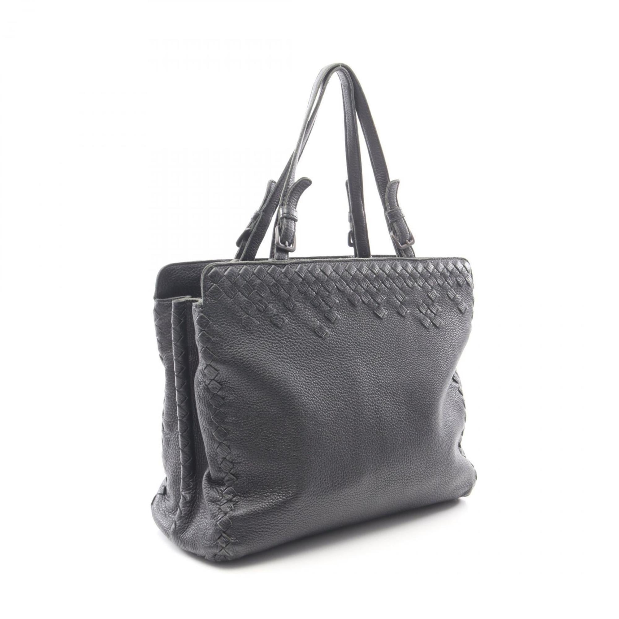 Bottega Veneta Black Leather Handbag Tote Bag (Pre-Owned)