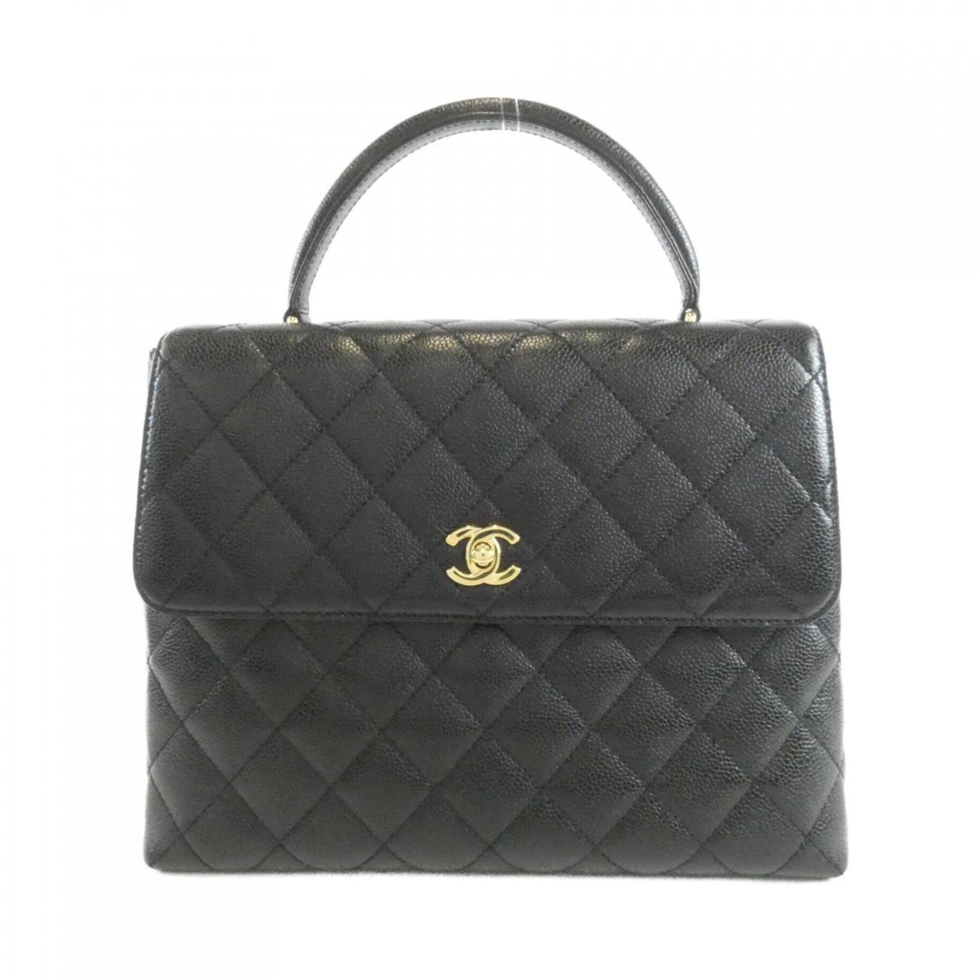 Chanel Black Grained Calfskin Handbag (Pre-Owned)