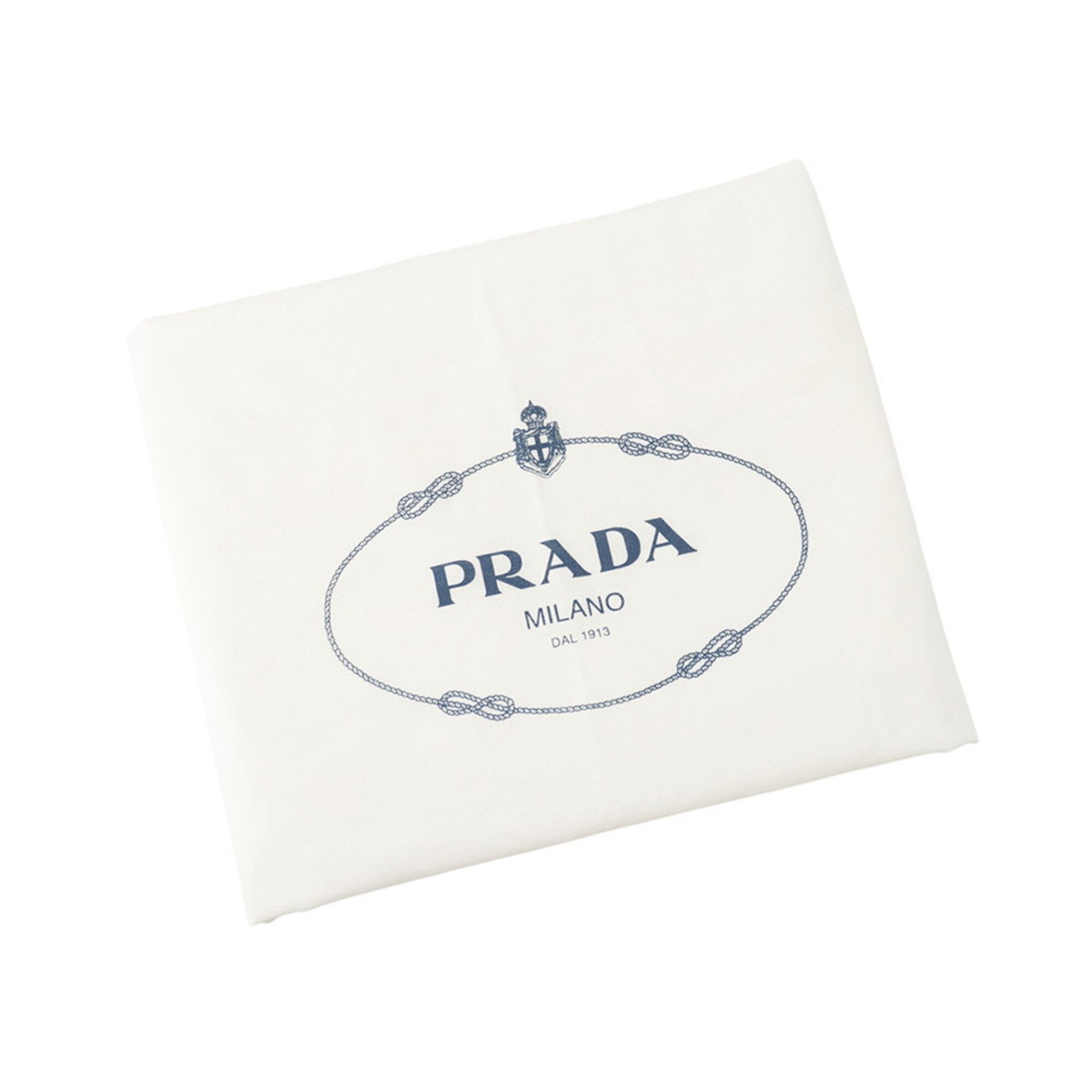 Prada Black Blue Cotton Leather Shoulder Bag Tote Bag (Pre-Owned)