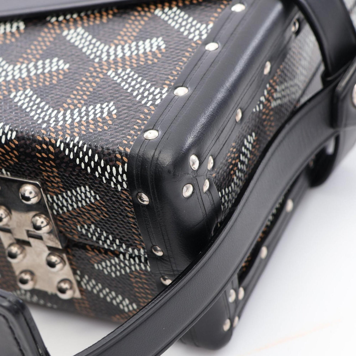 Goyard Black Brown White Pvc Coated Canvas Leather Shoulder Bag (Pre-Owned)