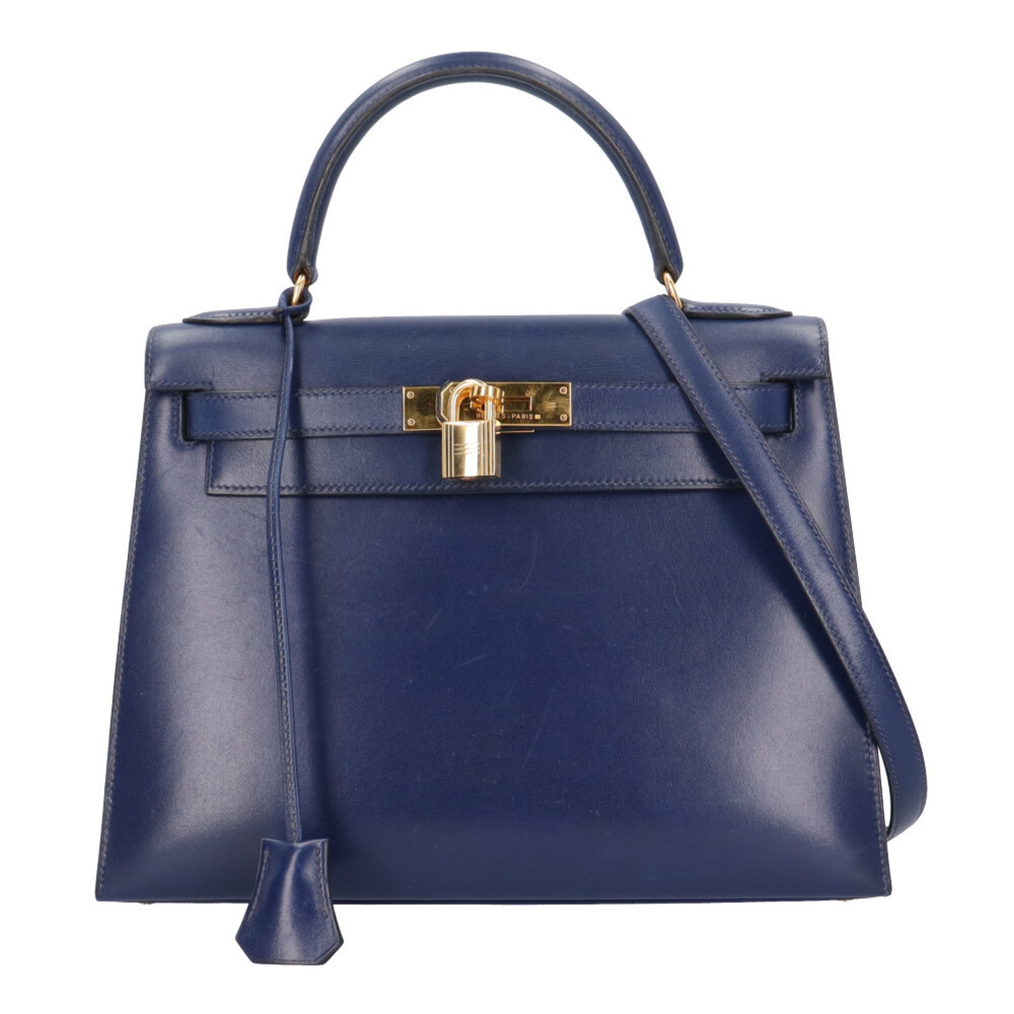 Hermes Bleu Saphir Navy Box Calf Leather Shoulder Bag (Pre-Owned)