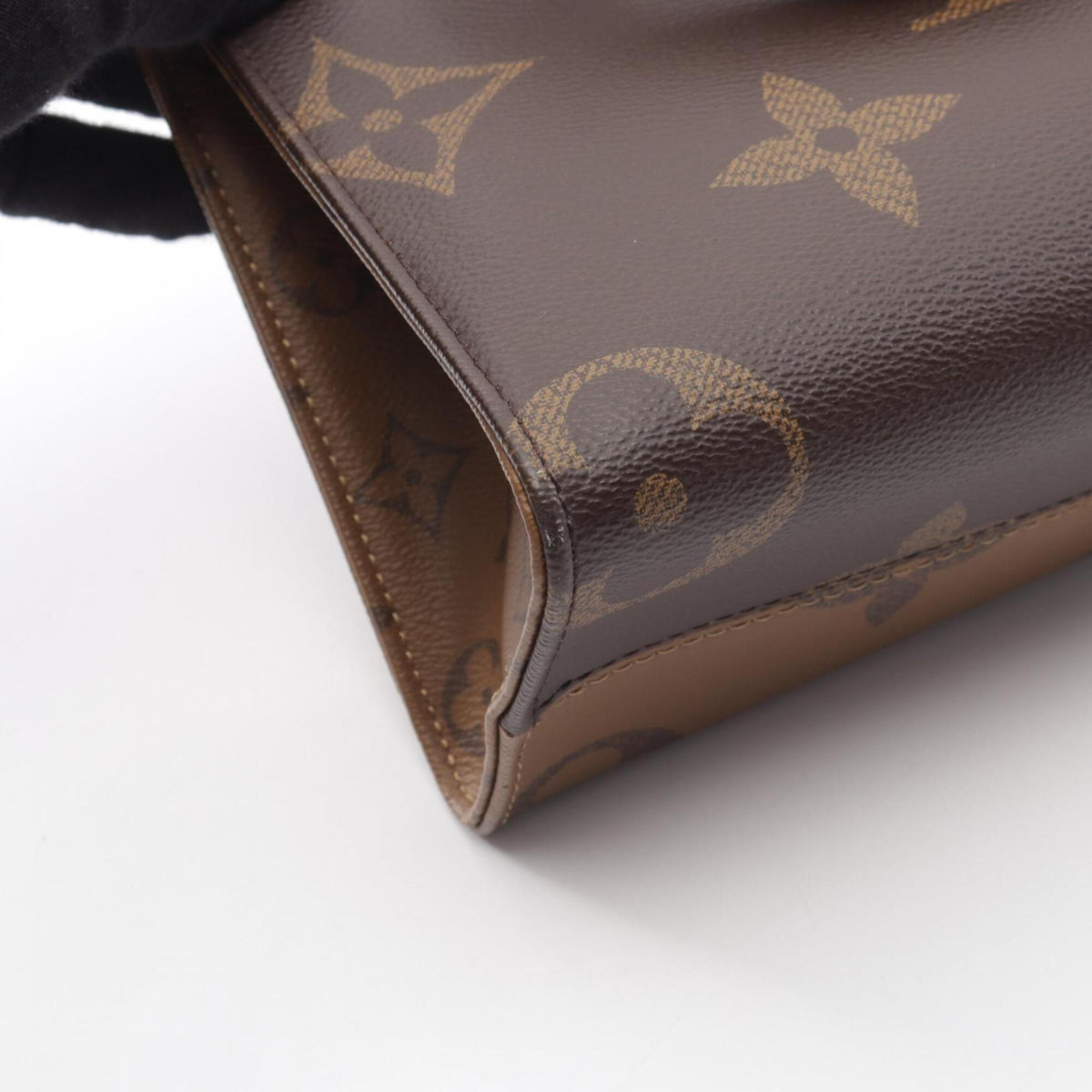 Louis Vuitton Beige Brown Monogram Coated Canvas Leather Handbag (Pre-Owned)
