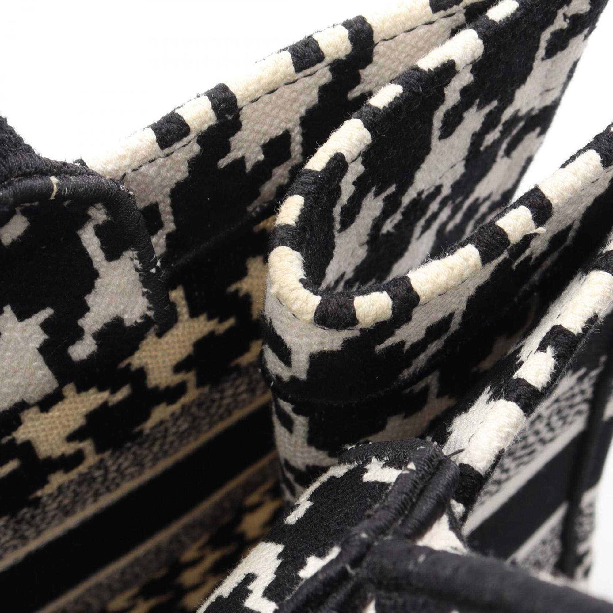 Christian Dior Black White Canvas Handbag Tote Bag (Pre-Owned)