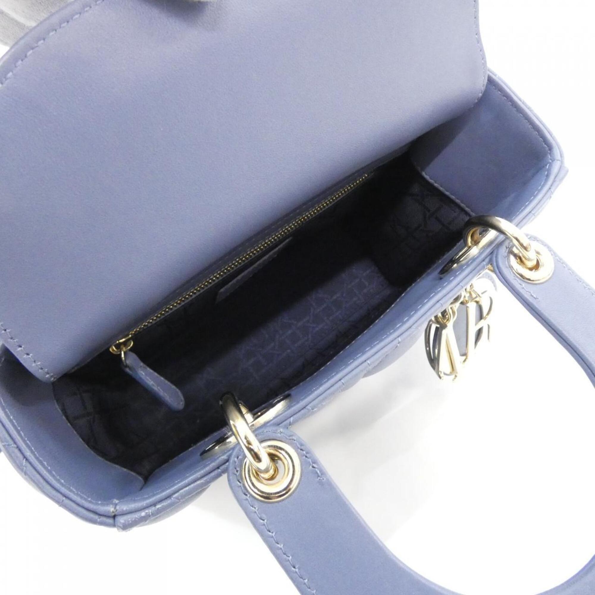 Christian Dior Lady Dior Blue Leather Handbag (Pre-Owned)