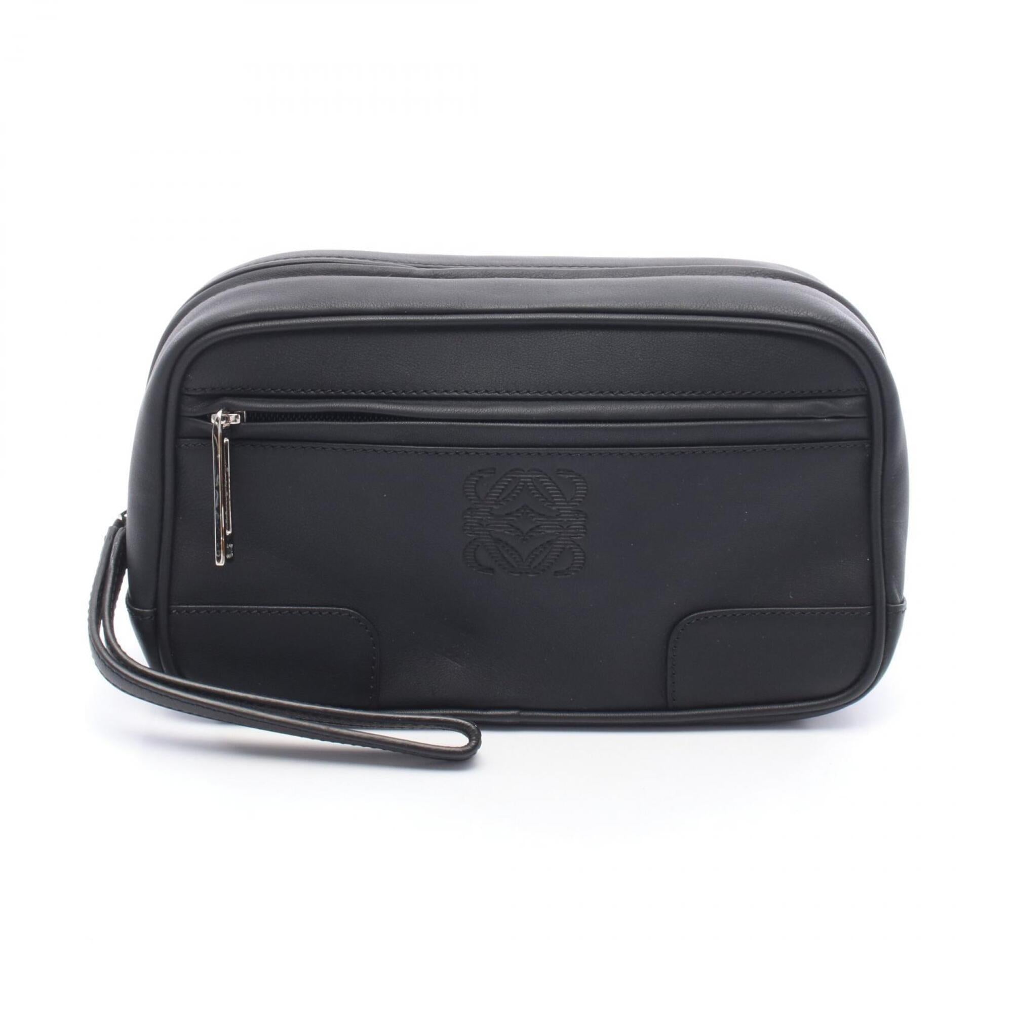 Loewe Black Leather Clutch Bag Handbag (Pre-Owned)