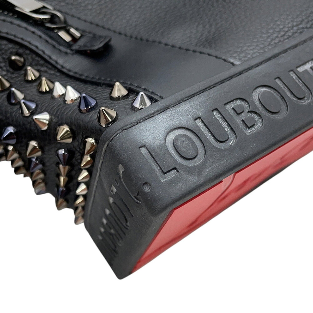 Christian Louboutin Black Red Color Leather Backpack (Pre-Owned)