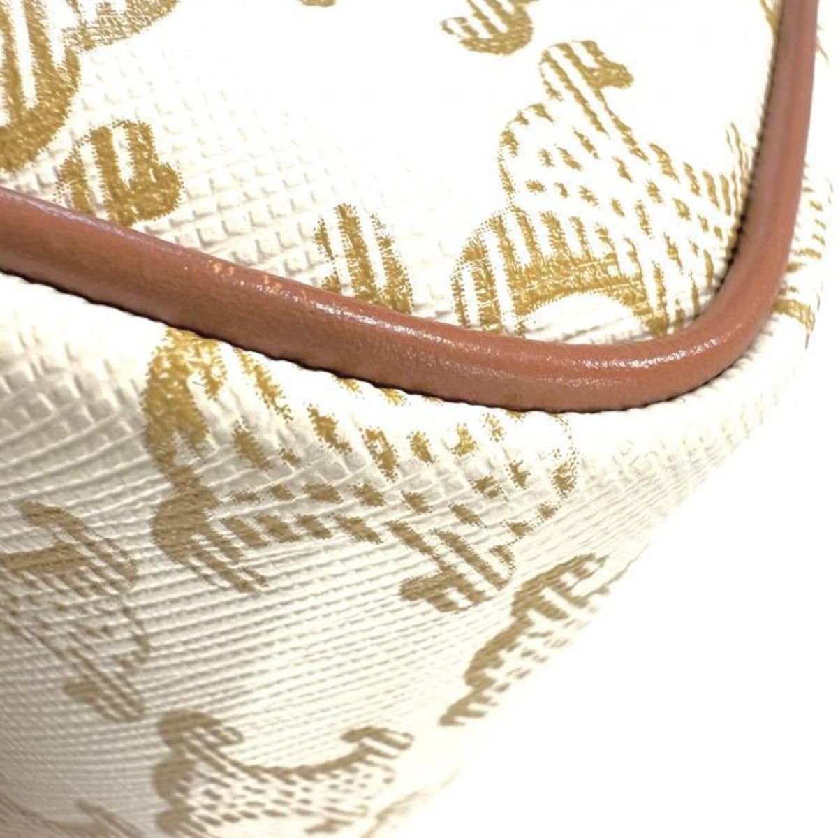 Celine Brown White Canvas Leather Handbag Shoulder Bag (Pre-Owned)