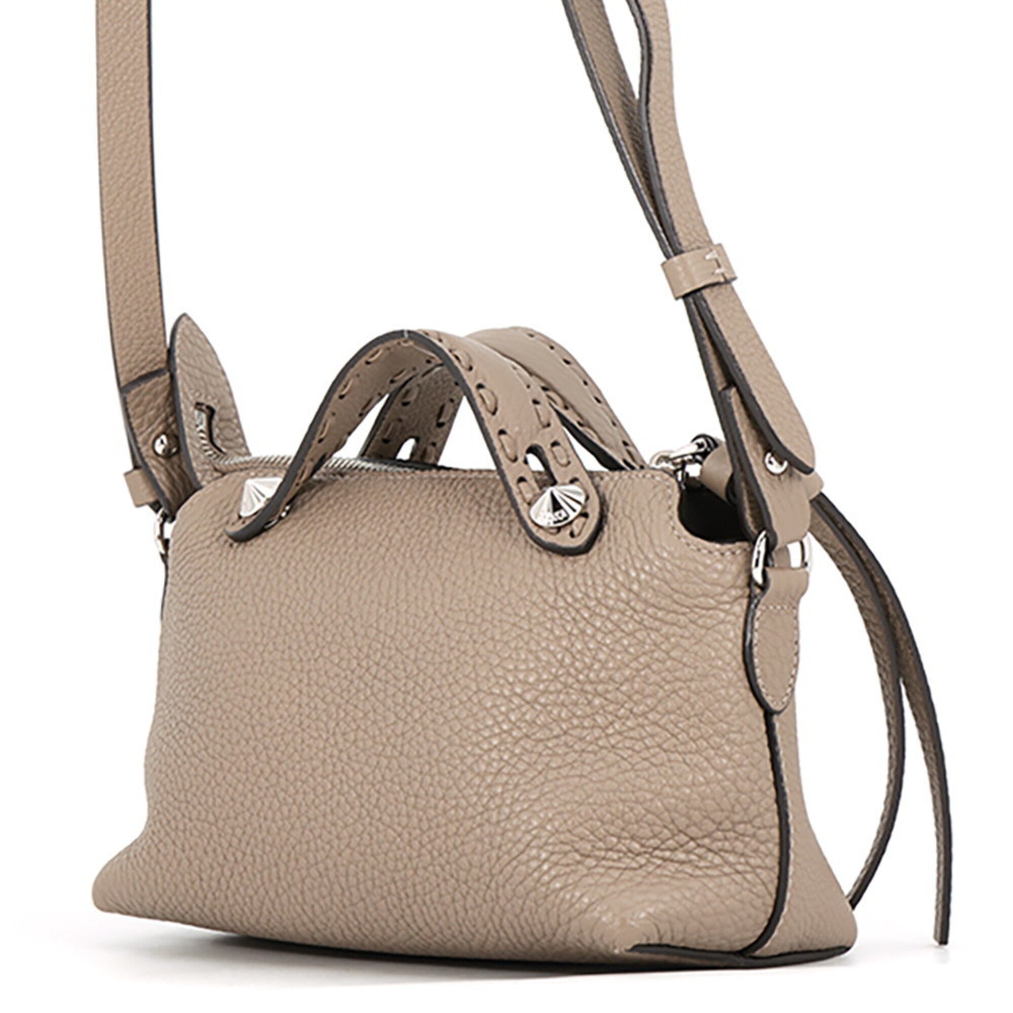 Fendi Selleria Gray Leather Handbag (Pre-Owned)