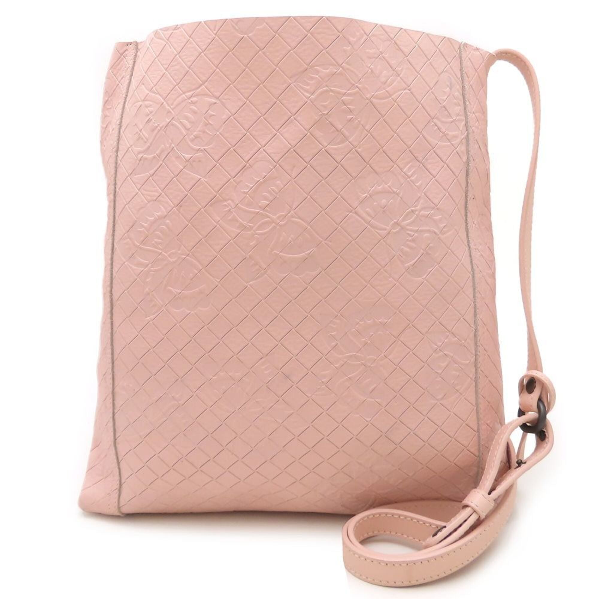 Bottega Veneta Intrecciomirage Pink Leather Shoulder Bag (Pre-Owned)