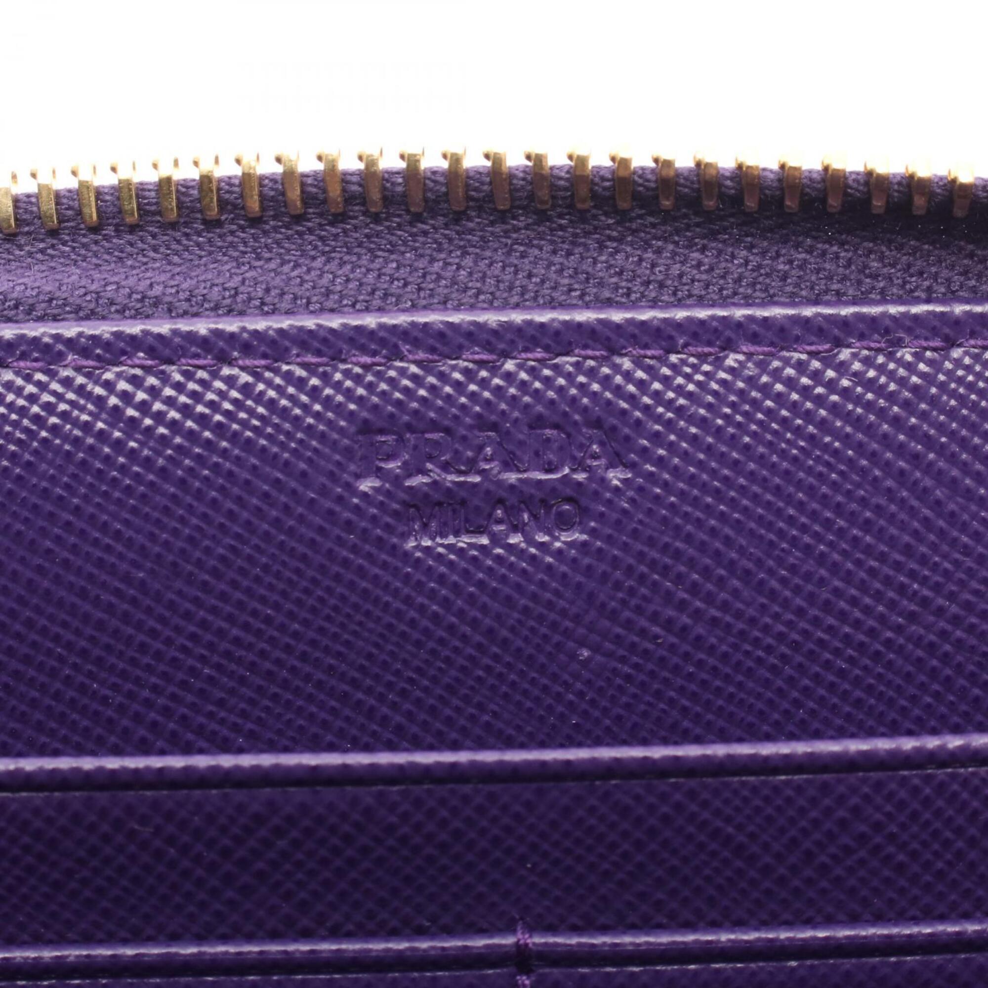 Prada Purple Leather Long Wallet (Bi-Fold) (Pre-Owned)